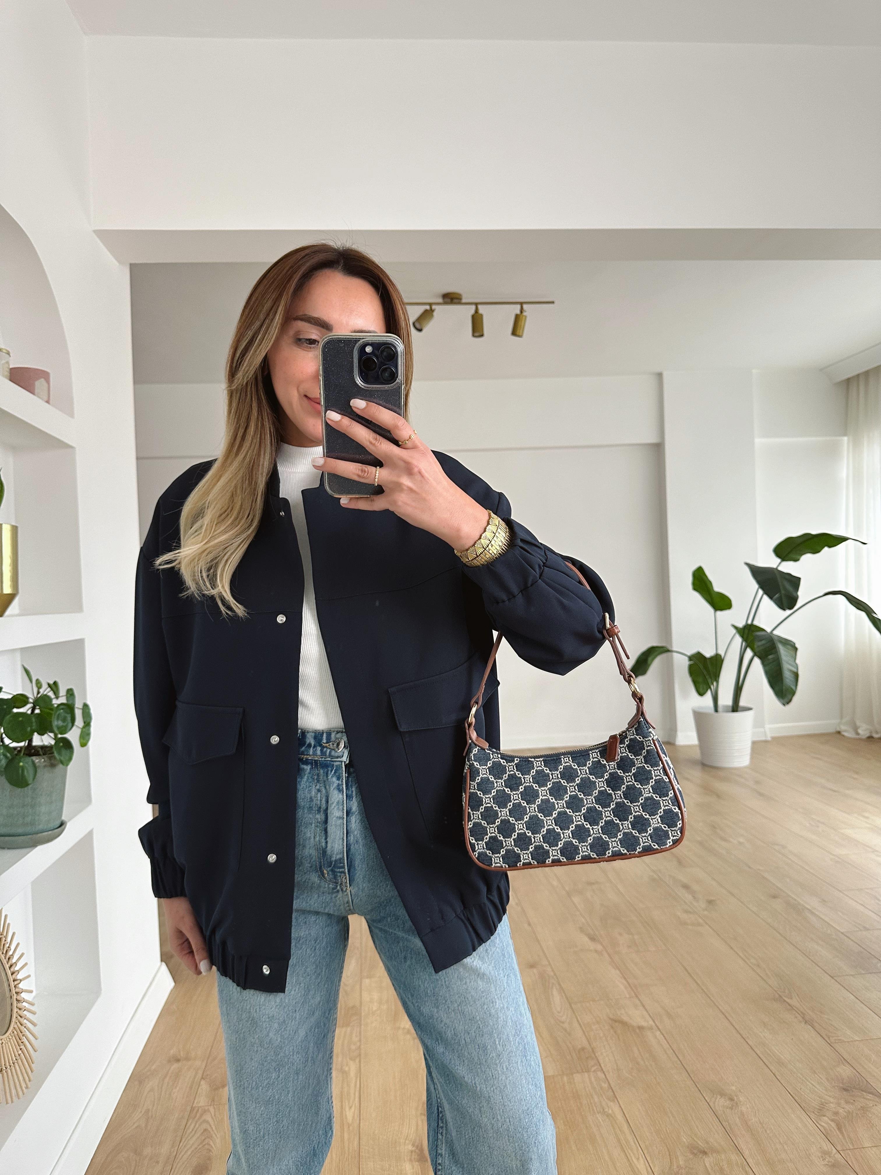 LACİVERT FERMUARLI BOMBER CEKET