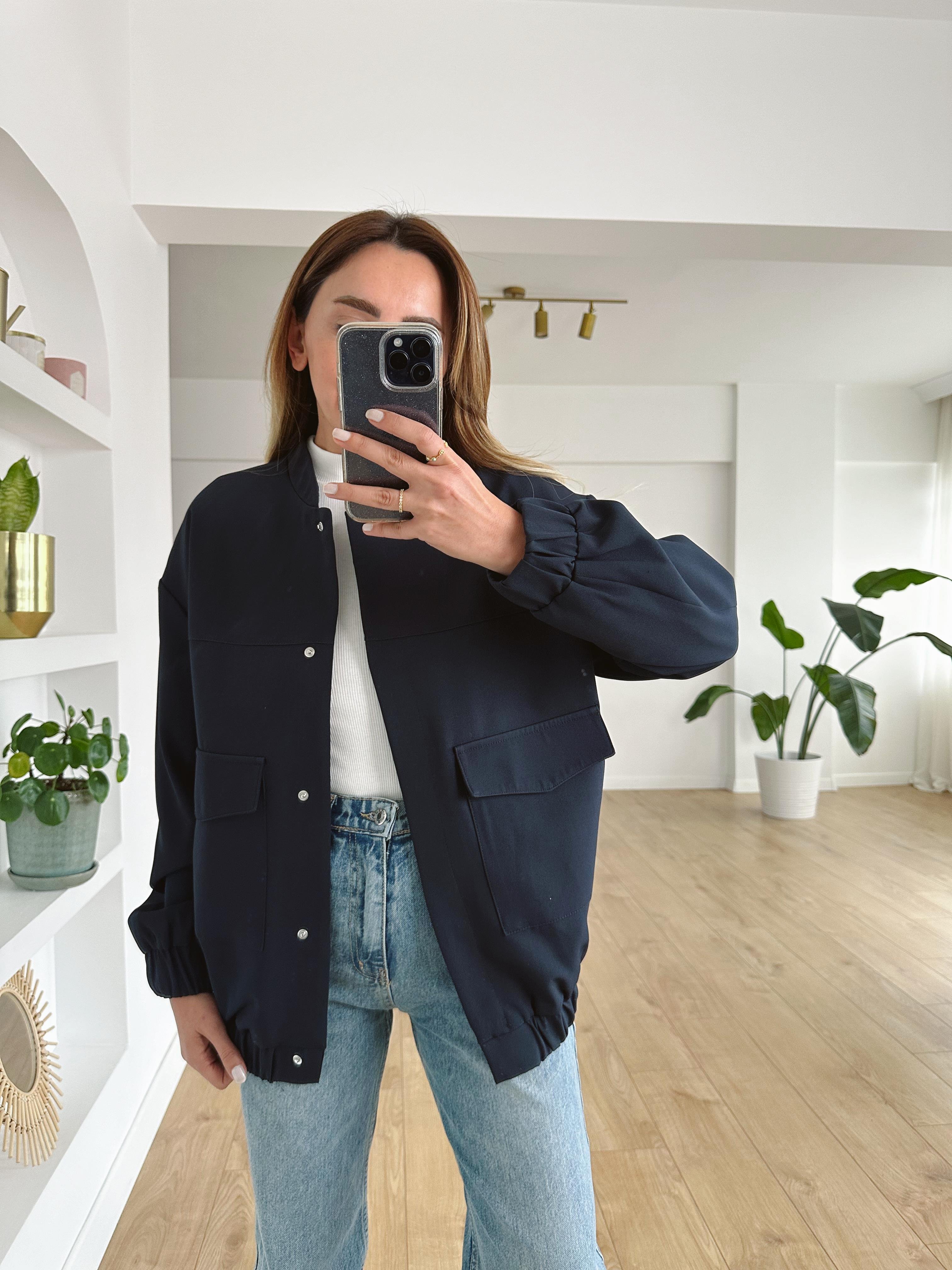 LACİVERT FERMUARLI BOMBER CEKET