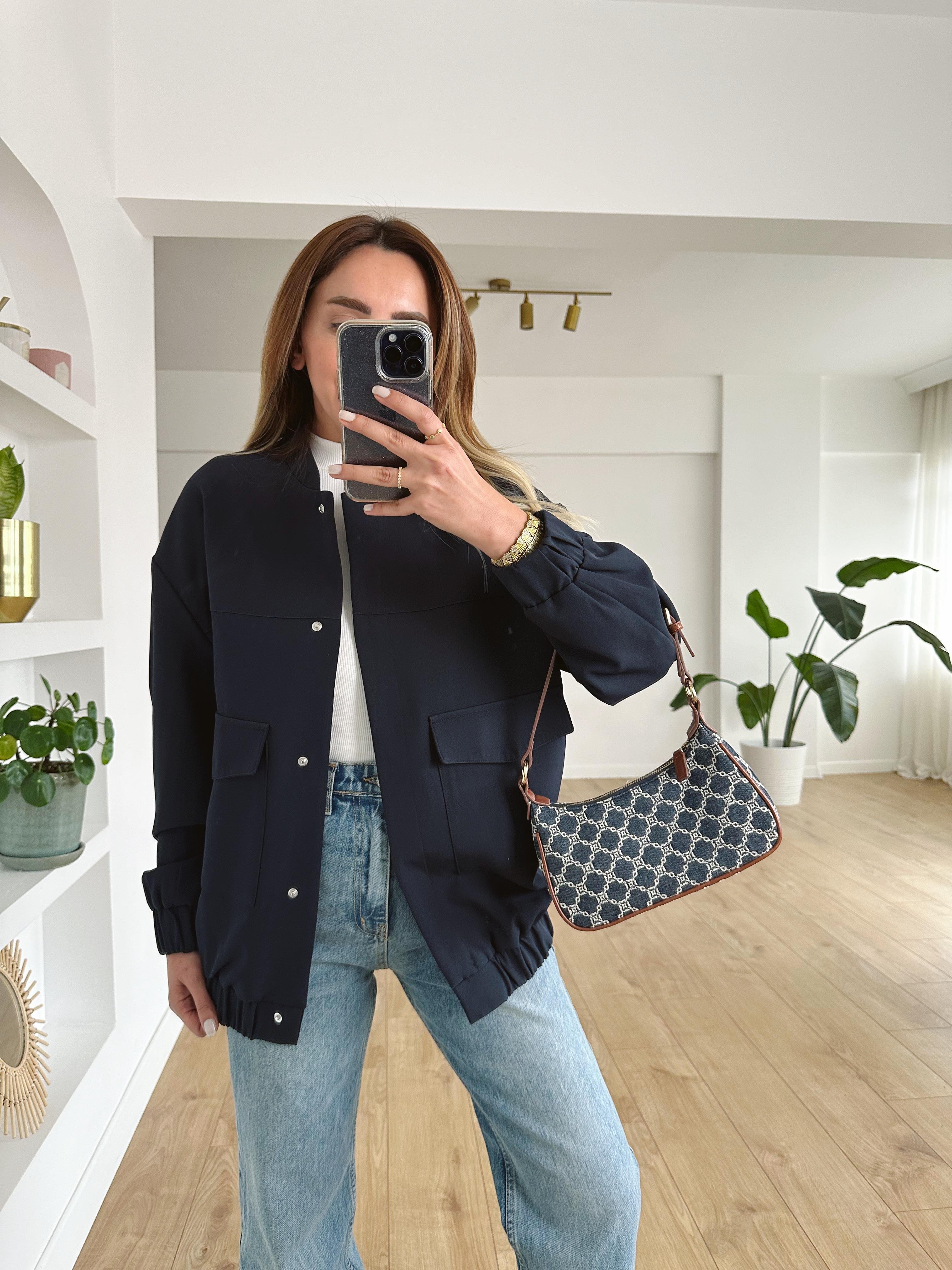 LACİVERT FERMUARLI BOMBER CEKET