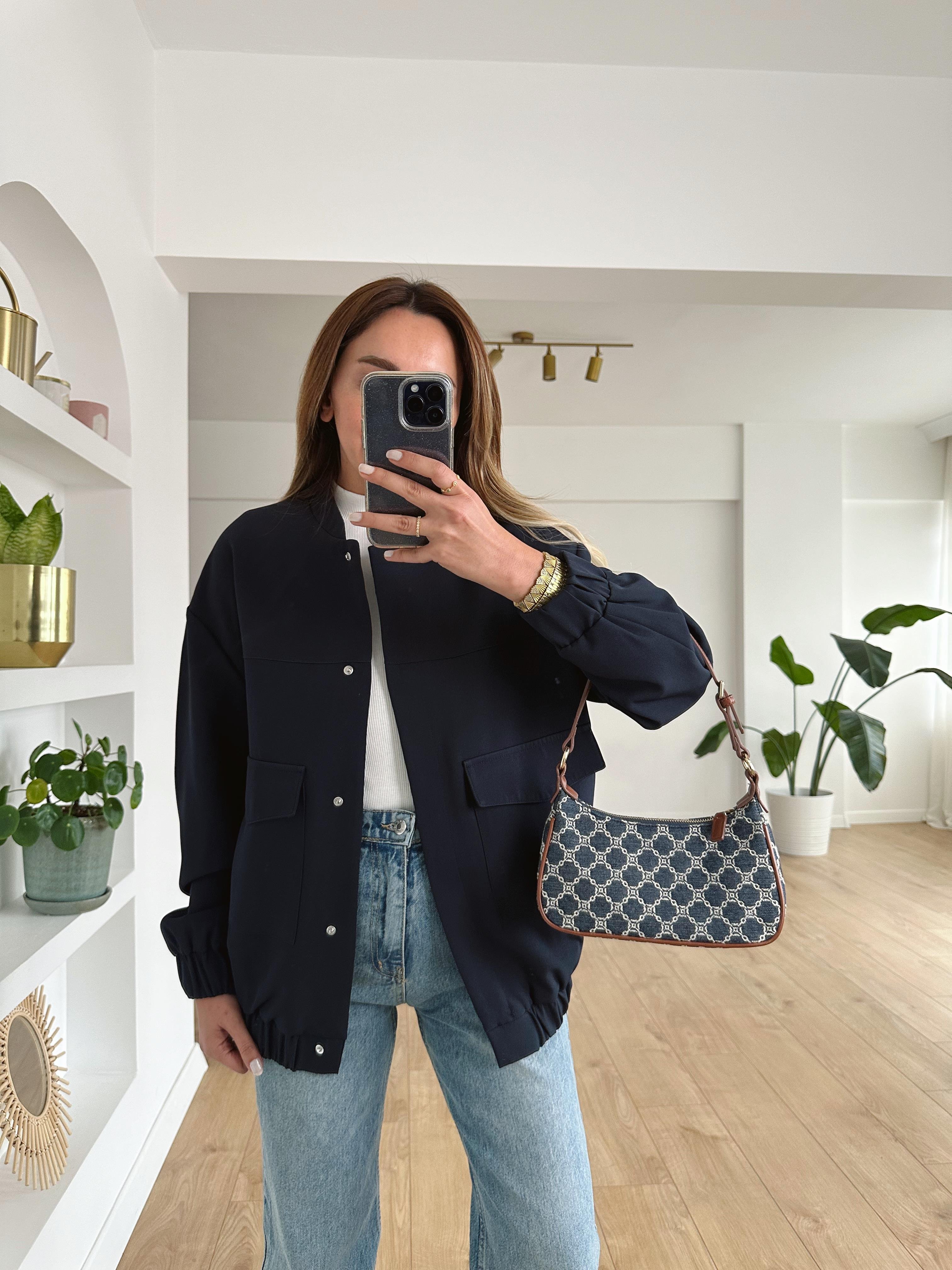 LACİVERT FERMUARLI BOMBER CEKET