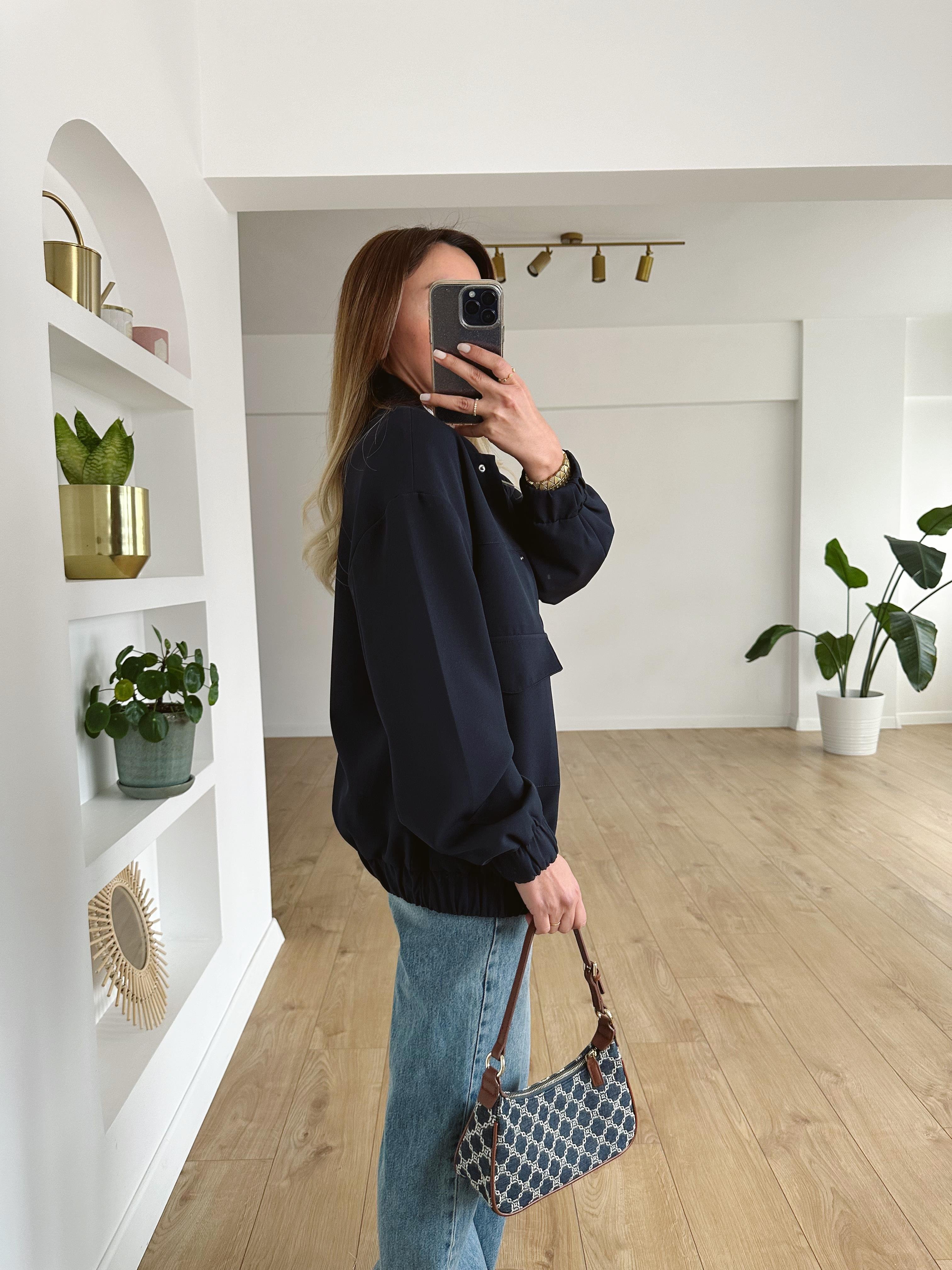 LACİVERT FERMUARLI BOMBER CEKET