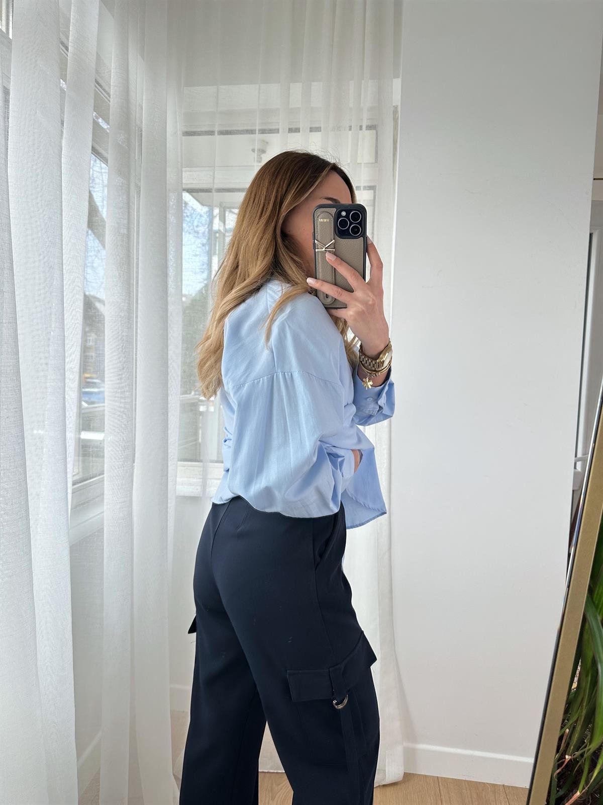 LACİVERT KREP KUMAŞ KARGO PANTOLON