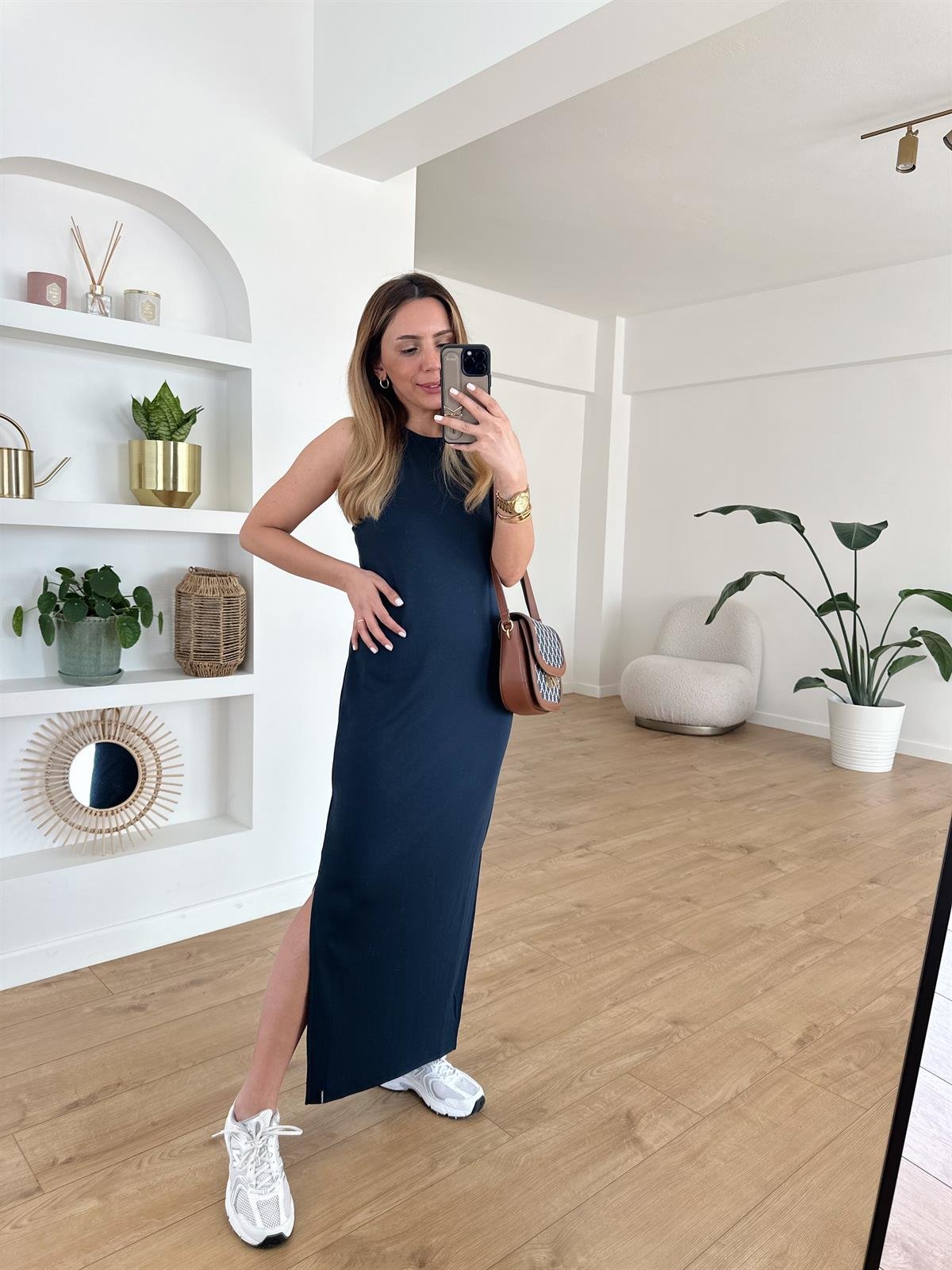 LACİVERT MODAL ELBİSE