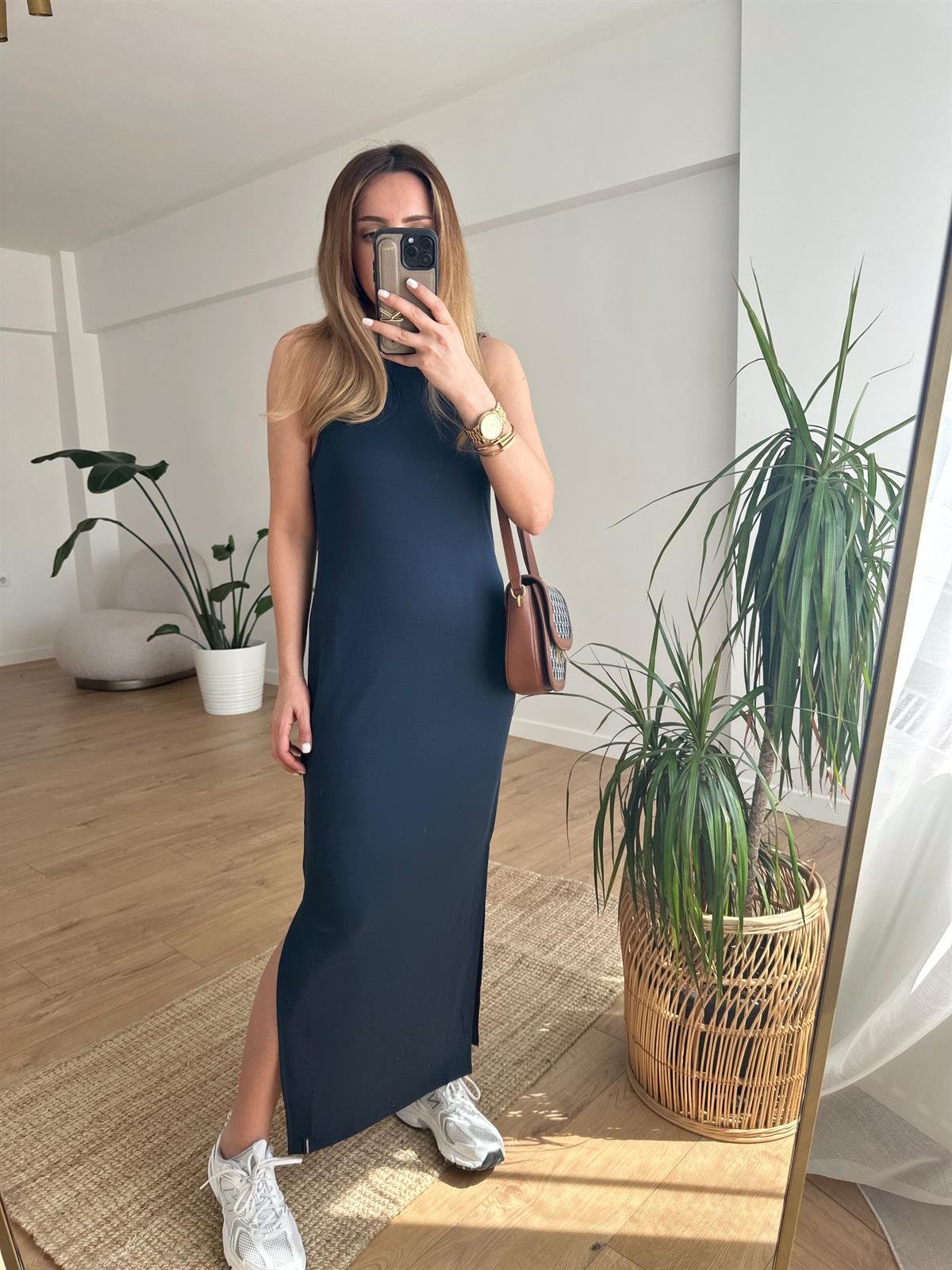 LACİVERT MODAL ELBİSE