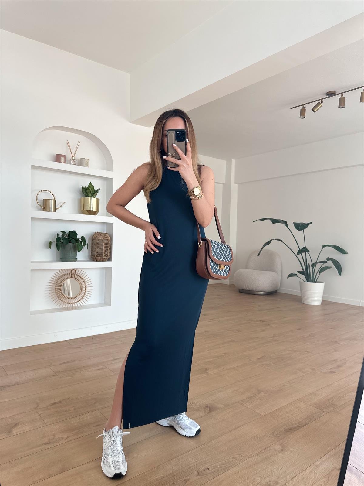 LACİVERT MODAL ELBİSE