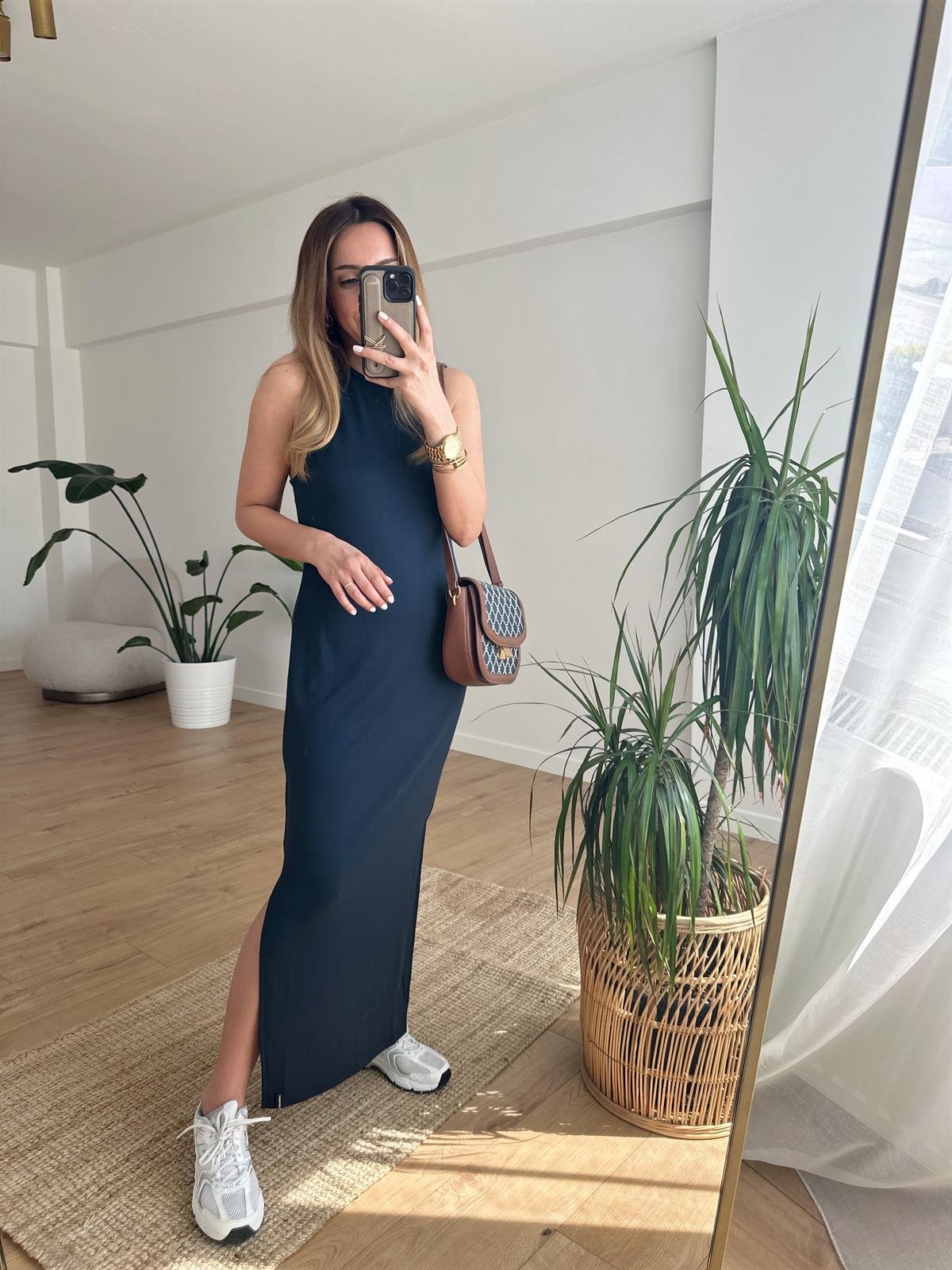 LACİVERT MODAL ELBİSE