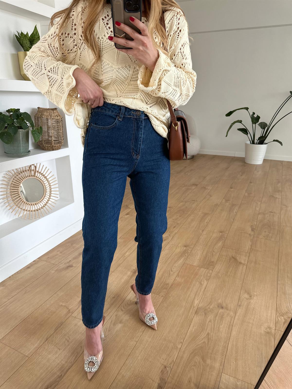 LACİVERT MOM JEAN 