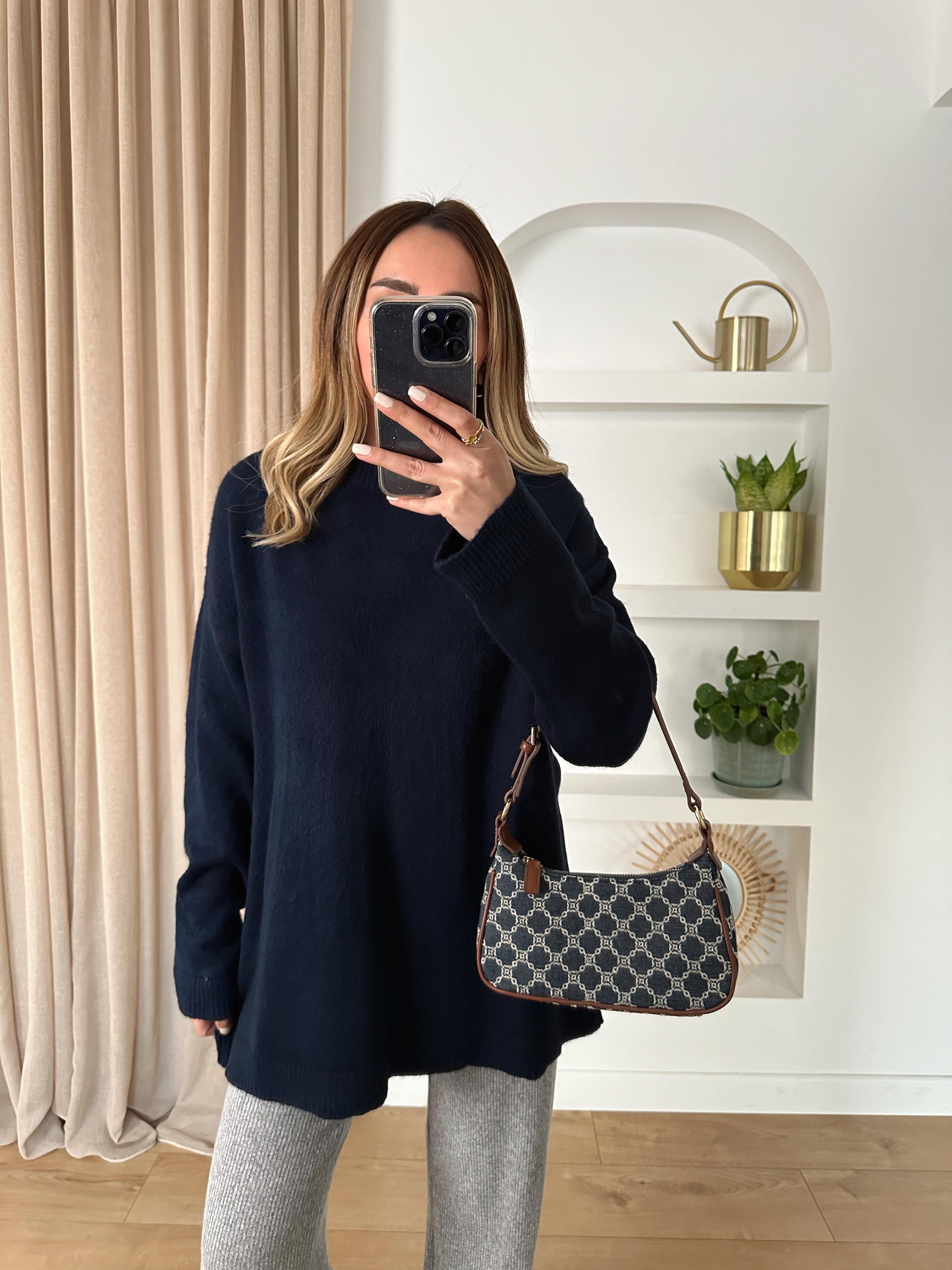 LACİVERT OVERSIZE BASIC KAZAK