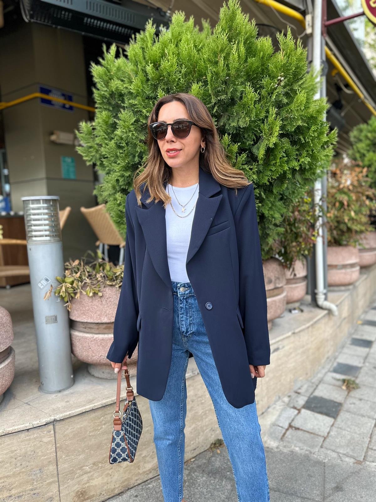 LACİVERT PREMIUM ASTARLI OVERSIZE CEKET