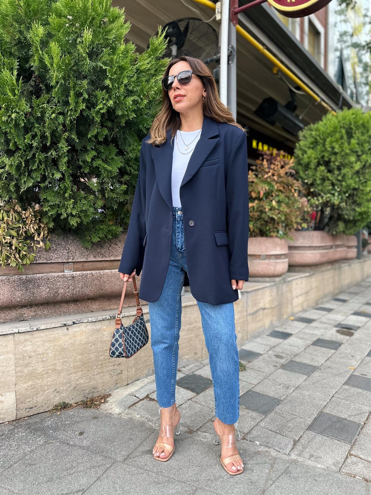 LACİVERT PREMIUM ASTARLI OVERSIZE CEKET