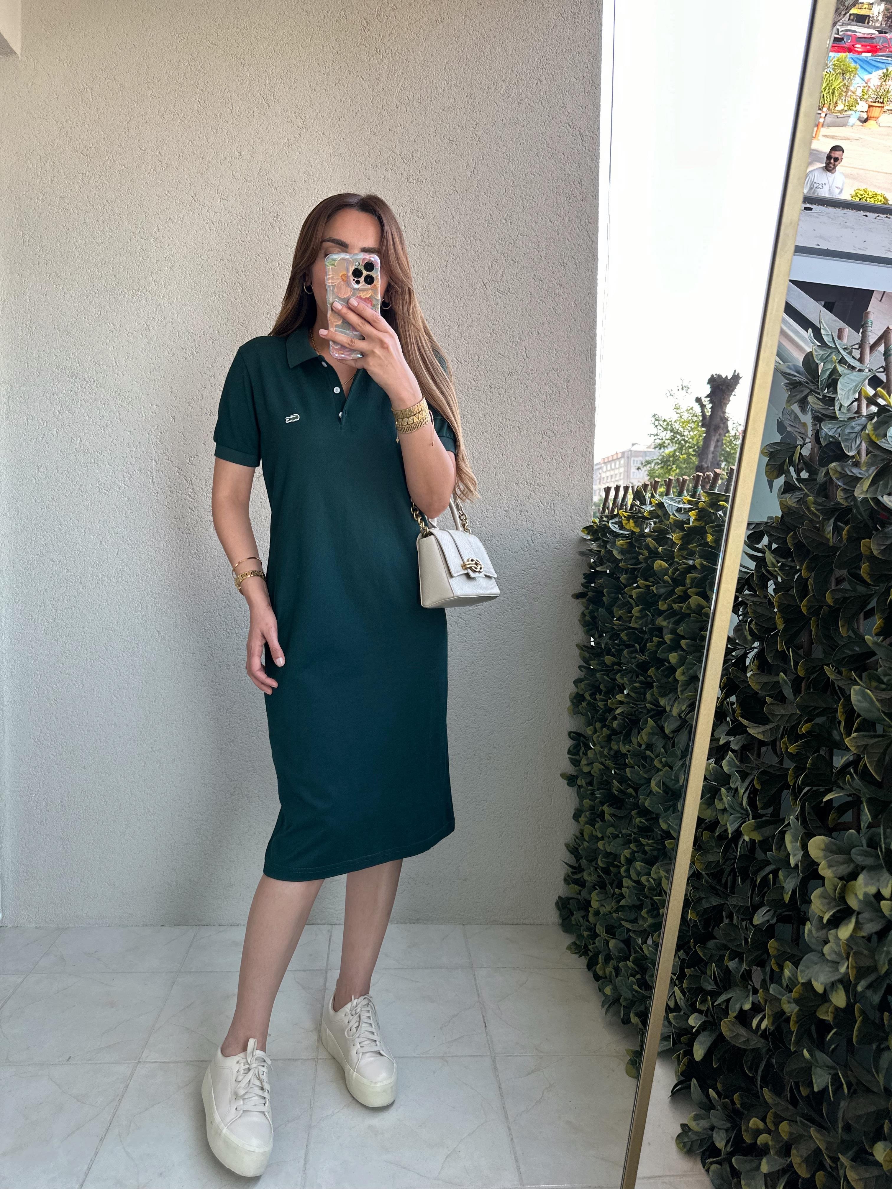 LCST MUADİL POLO YAKA YEŞİL ELBİSE