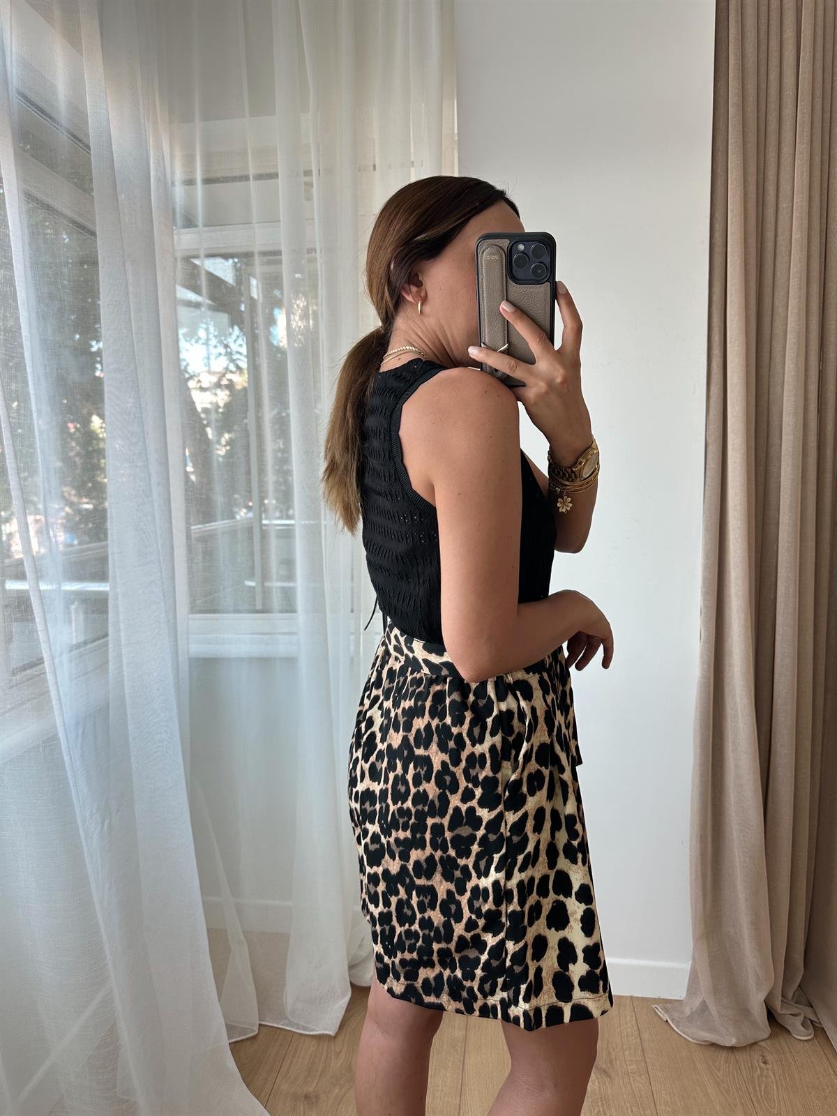 LEOPAR BELİ KUŞAKLI ŞORT
