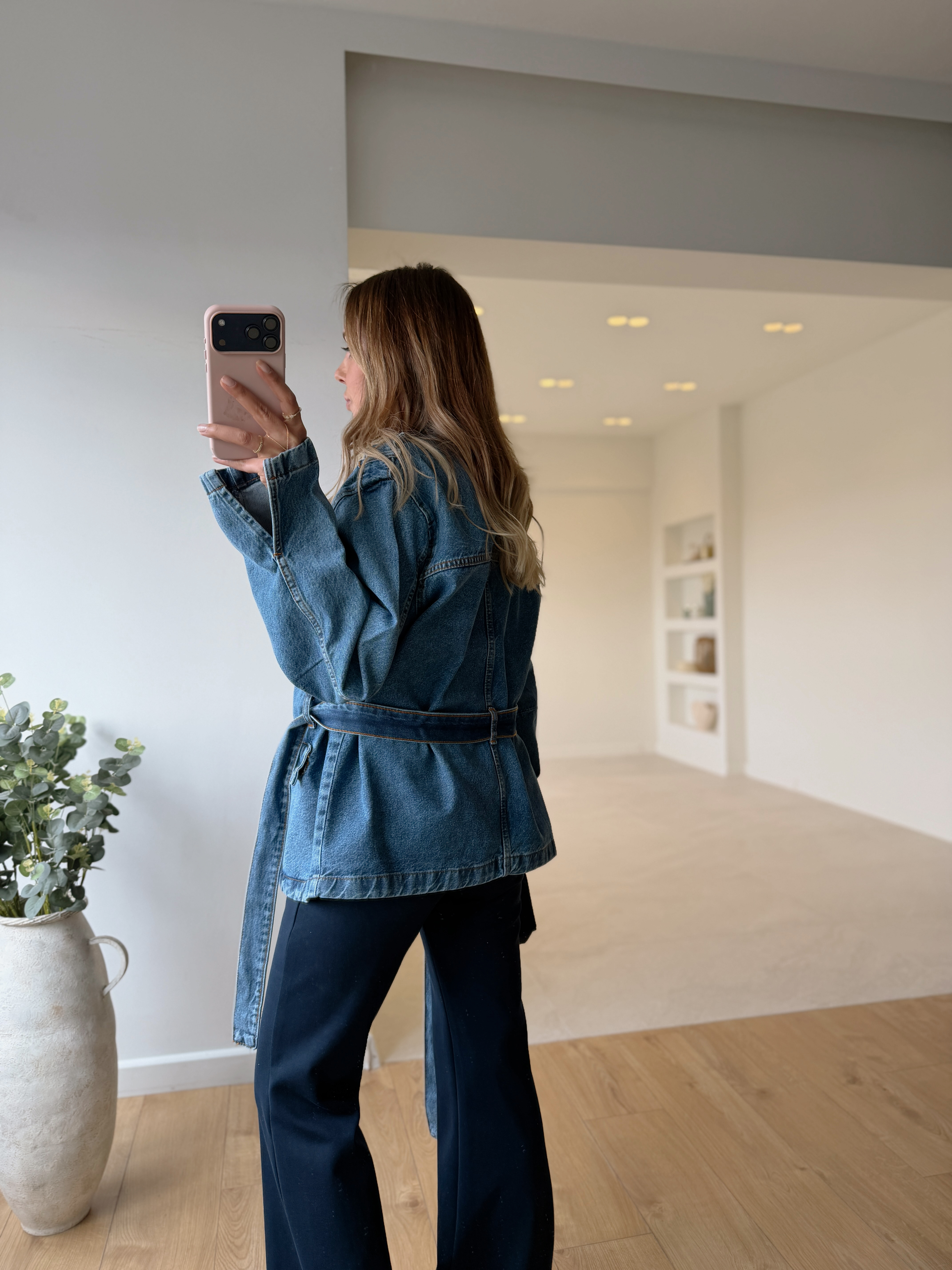 Low 0568 Denim Bağlamalı Açık Mavi Ceket