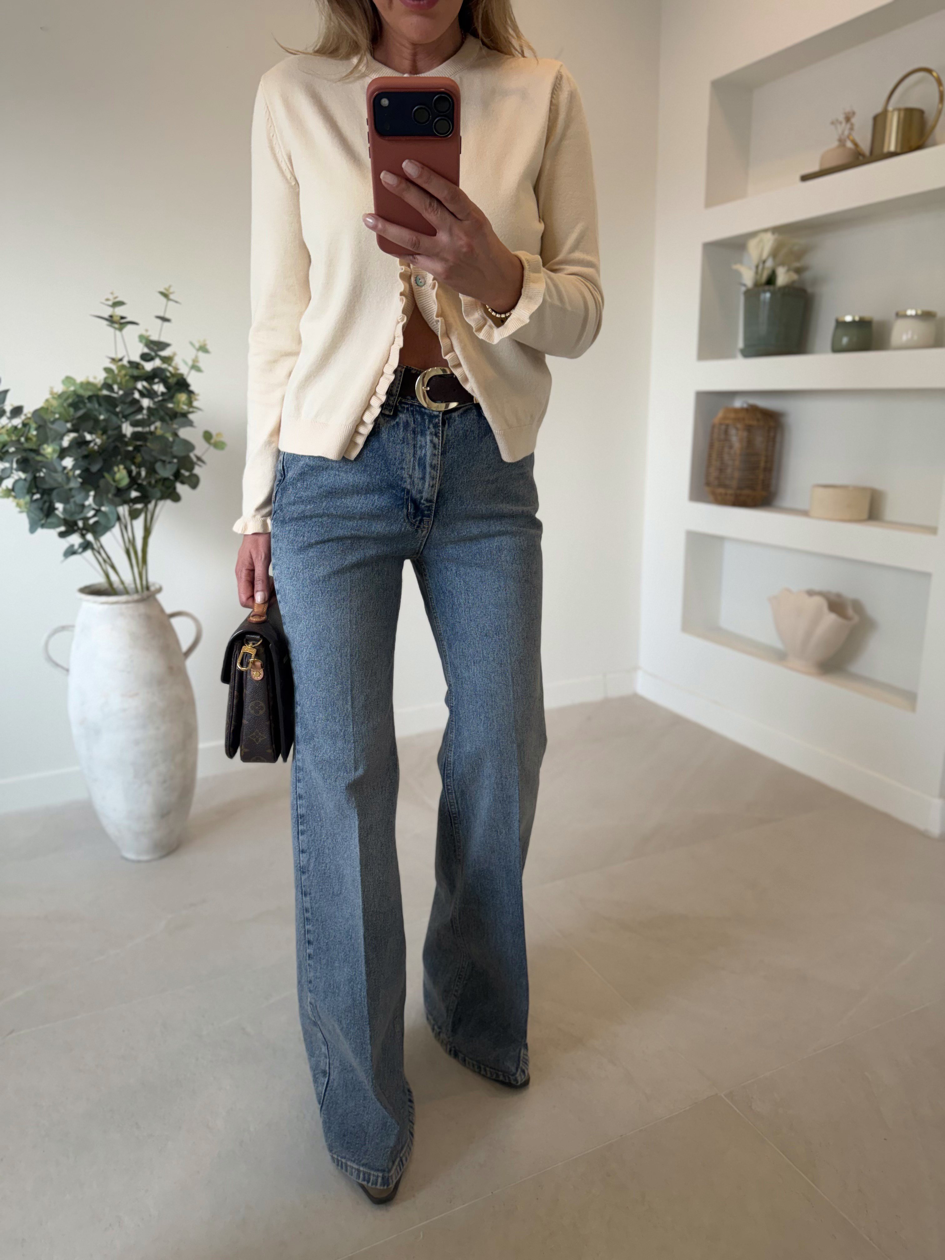 Low 0798 İspanyol Paça Mavi Tint Yıkama Denim Pantolon