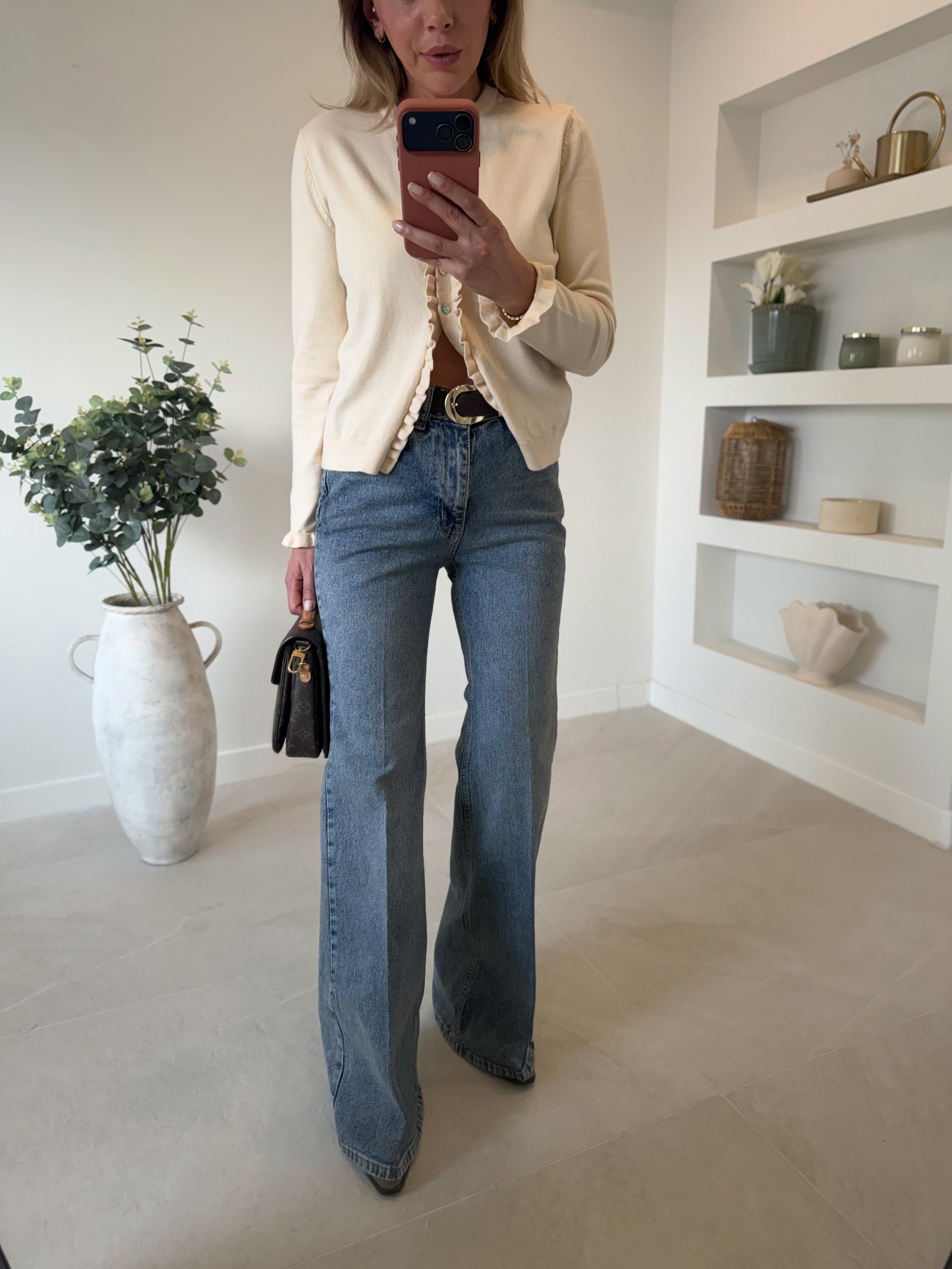 Low 0798 İspanyol Paça Mavi Tint Yıkama Denim Pantolon