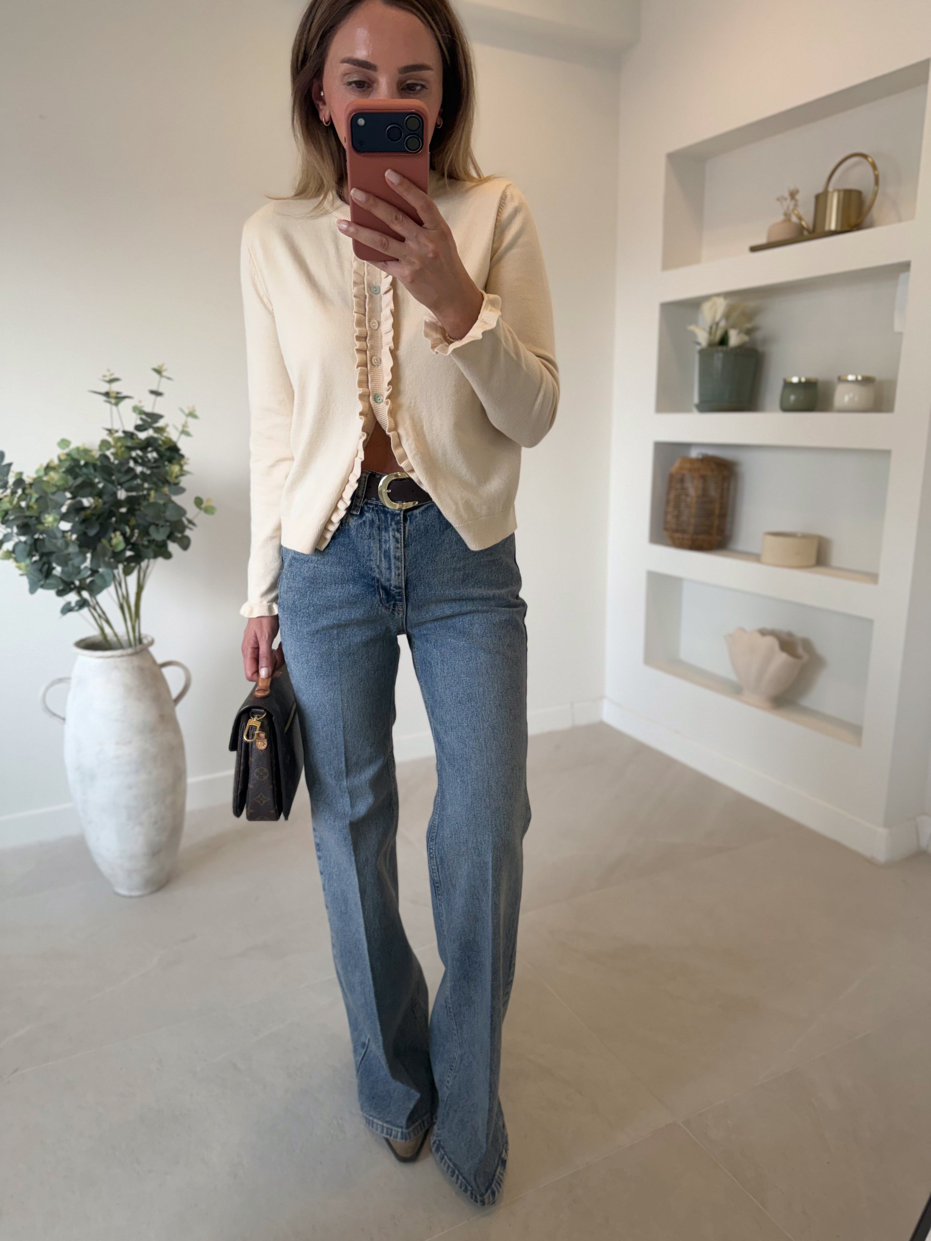 Low 0798 İspanyol Paça Mavi Tint Yıkama Denim Pantolon