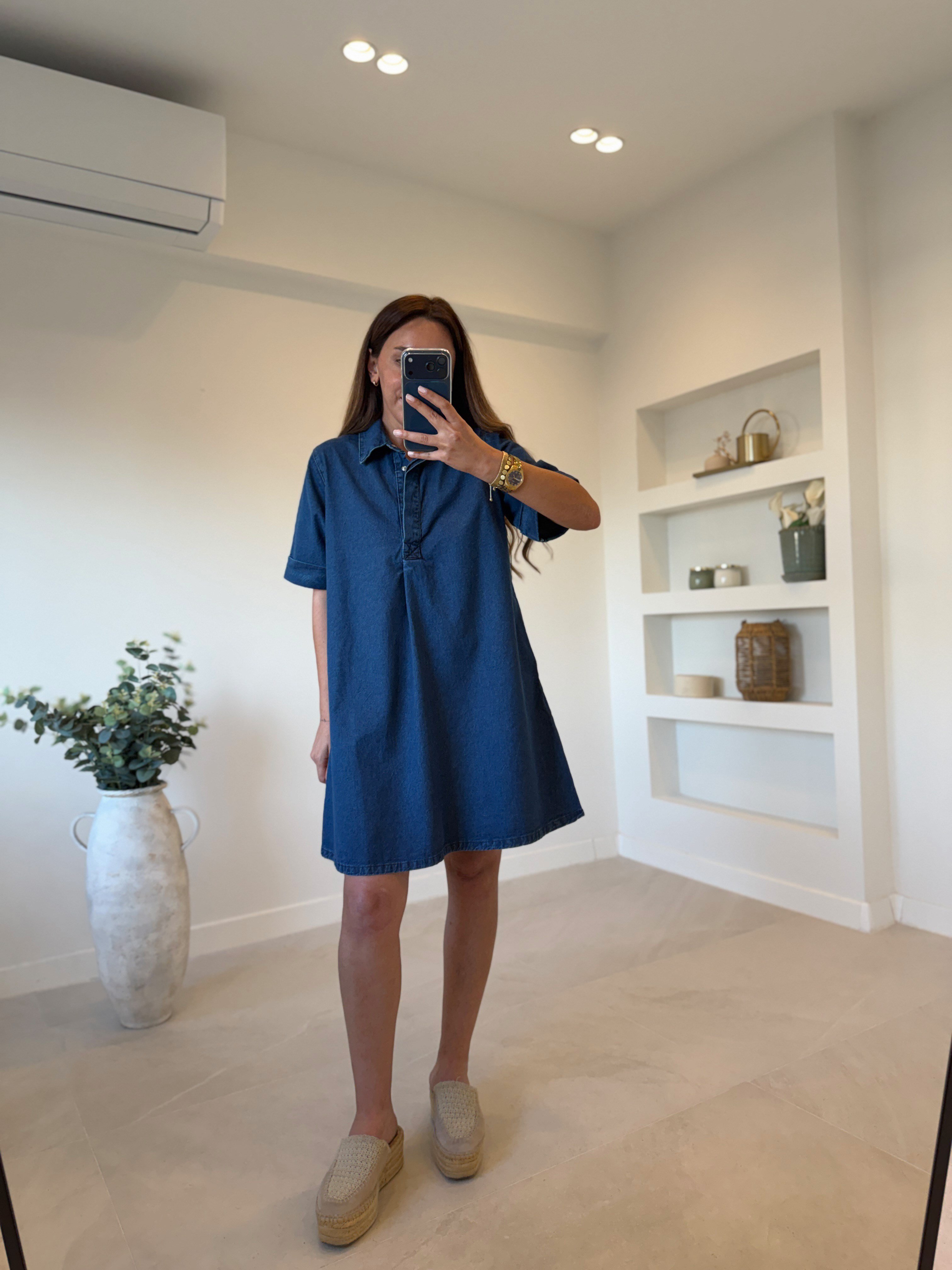 Low 1030 Lacivert Denim Elbise