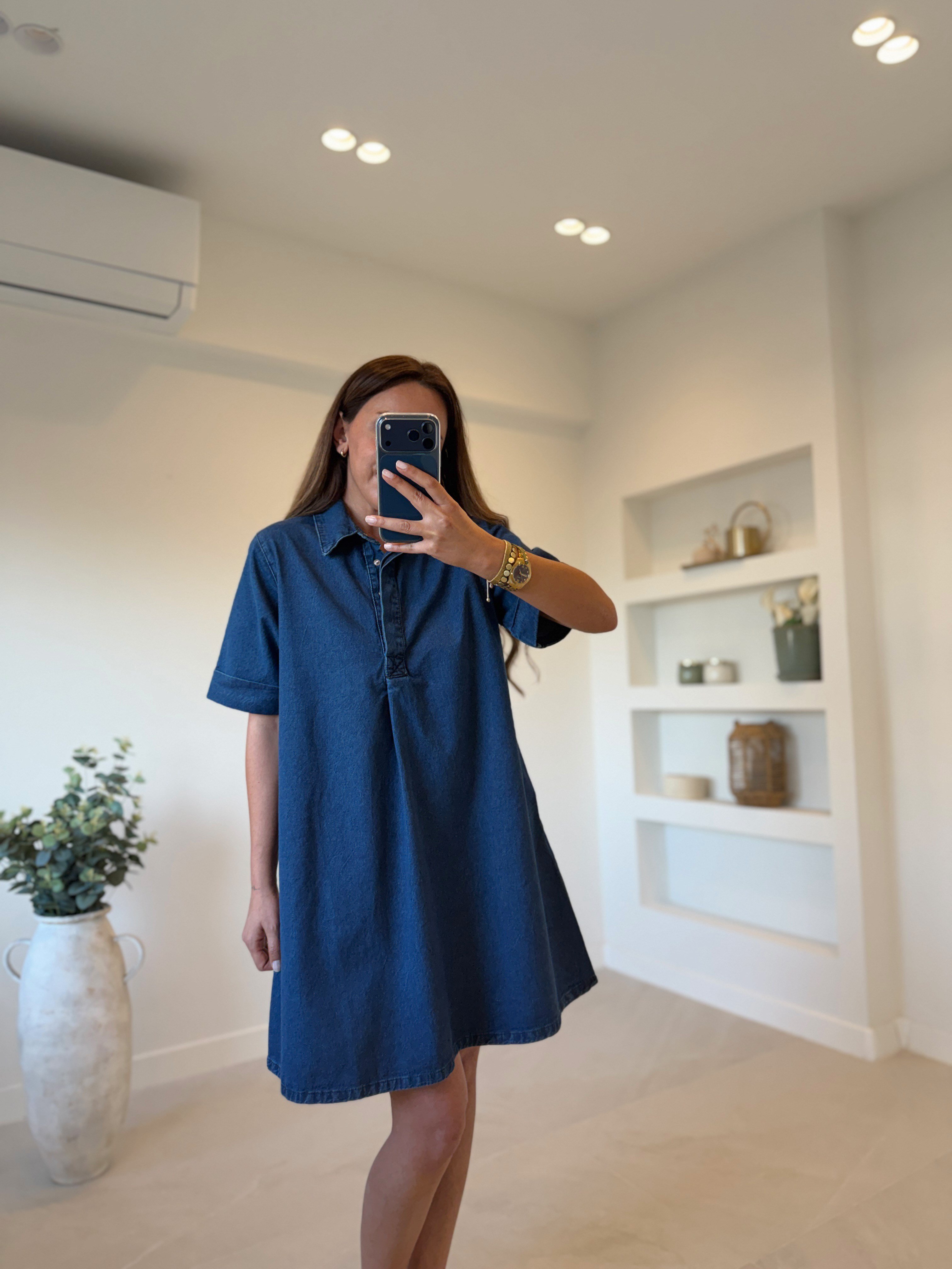 Low 1030 Lacivert Denim Elbise
