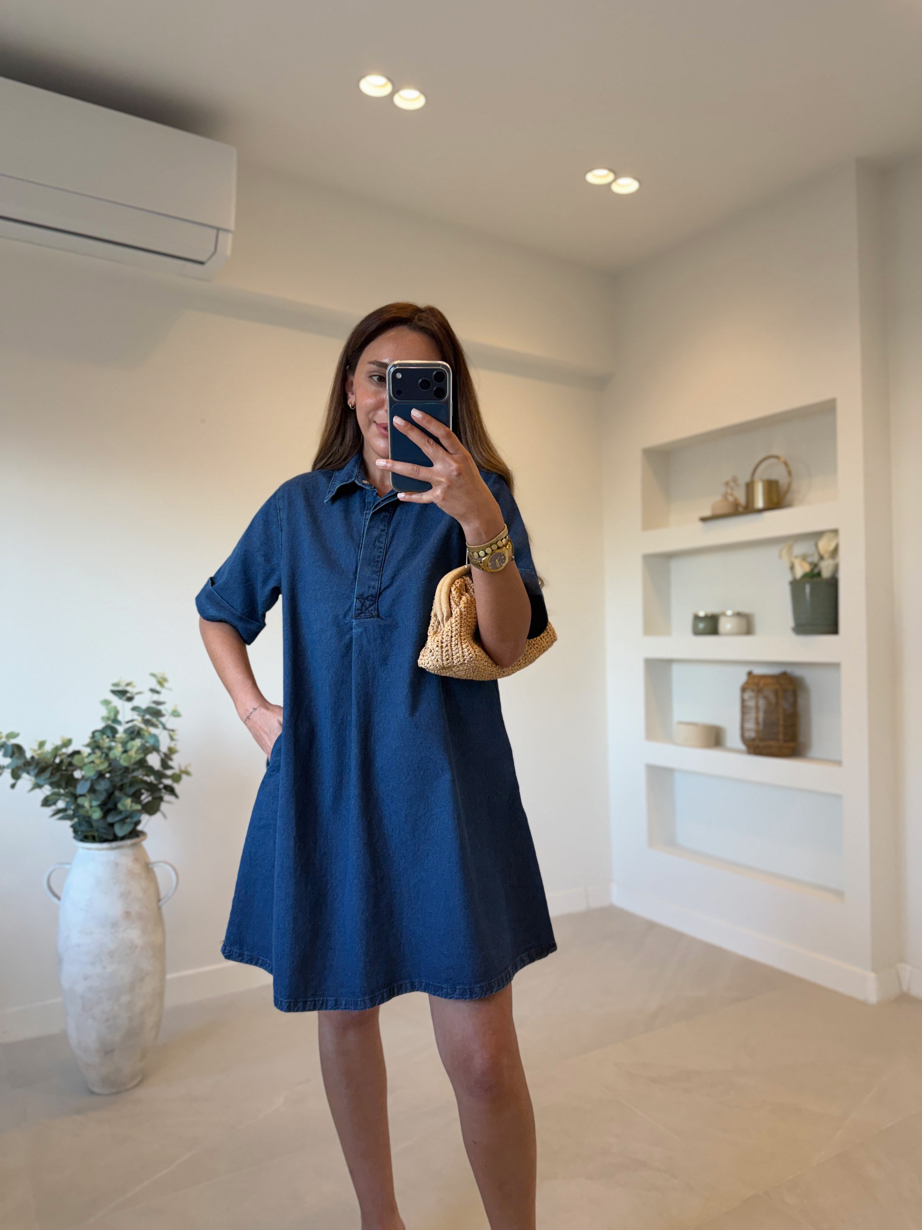 Low 1030 Lacivert Denim Elbise