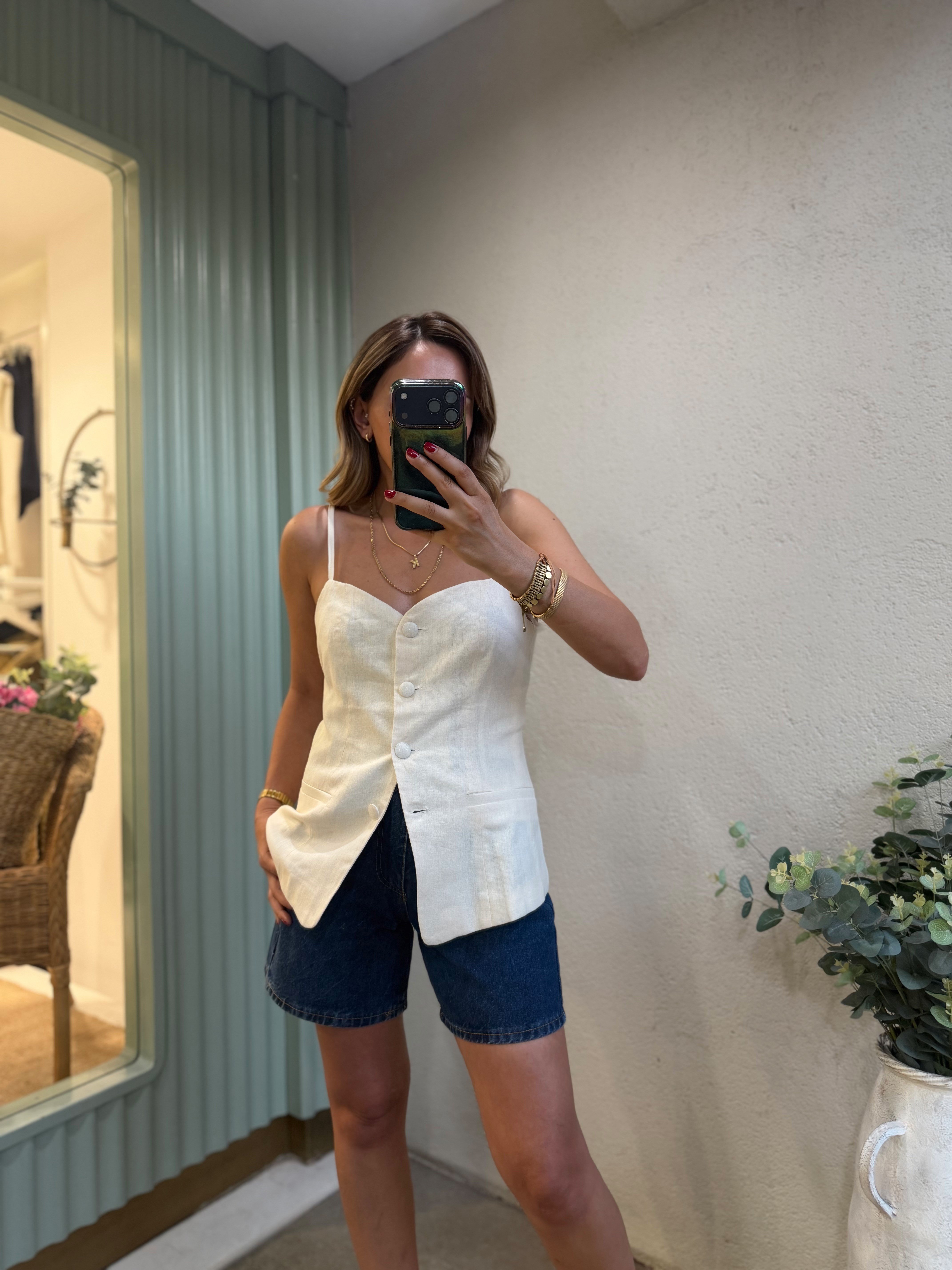 Low 3290 Düğme Detaylı Ekru Büstiyer
