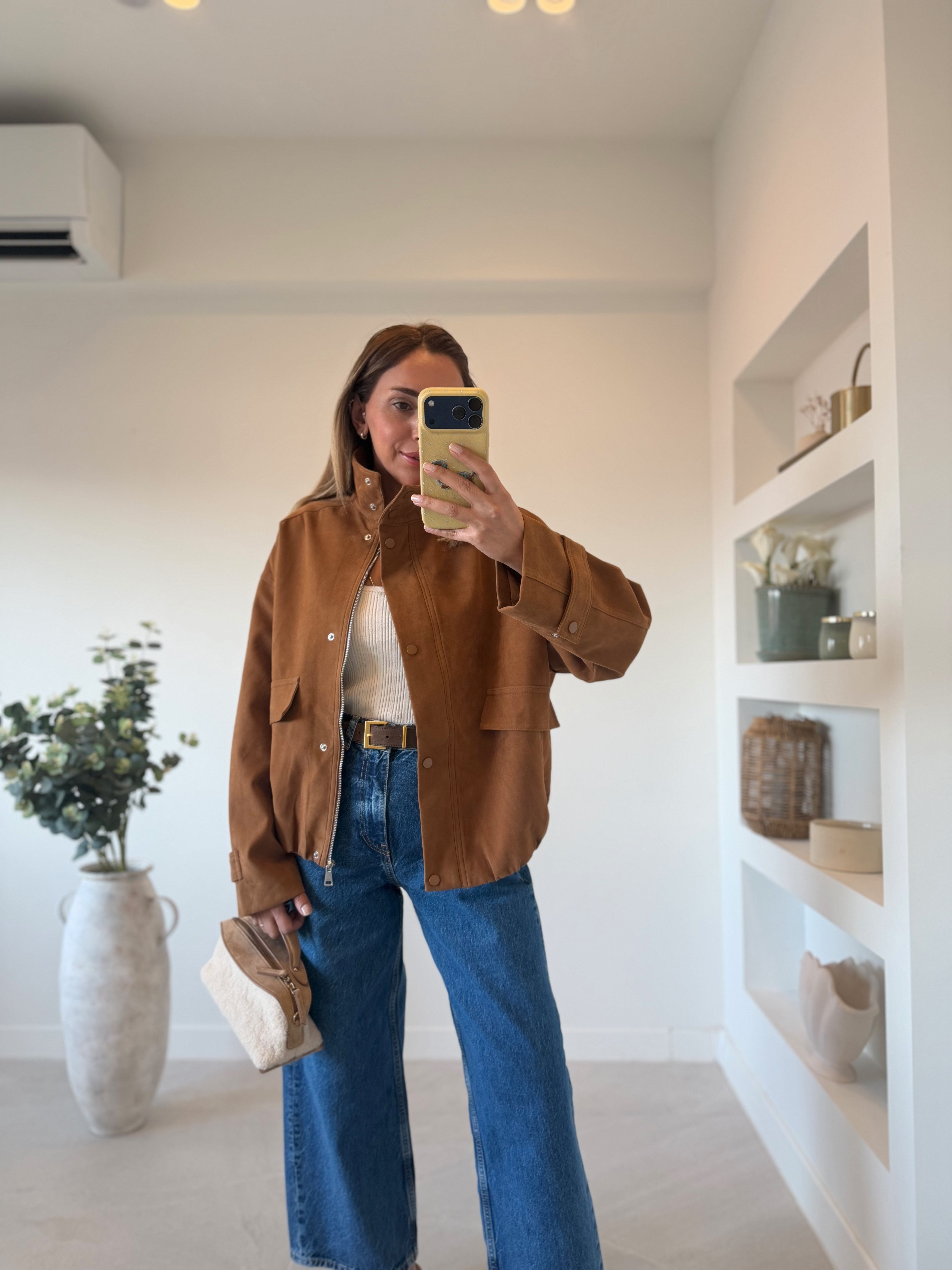 Low 5154 Süet Camel Bomber Ceket