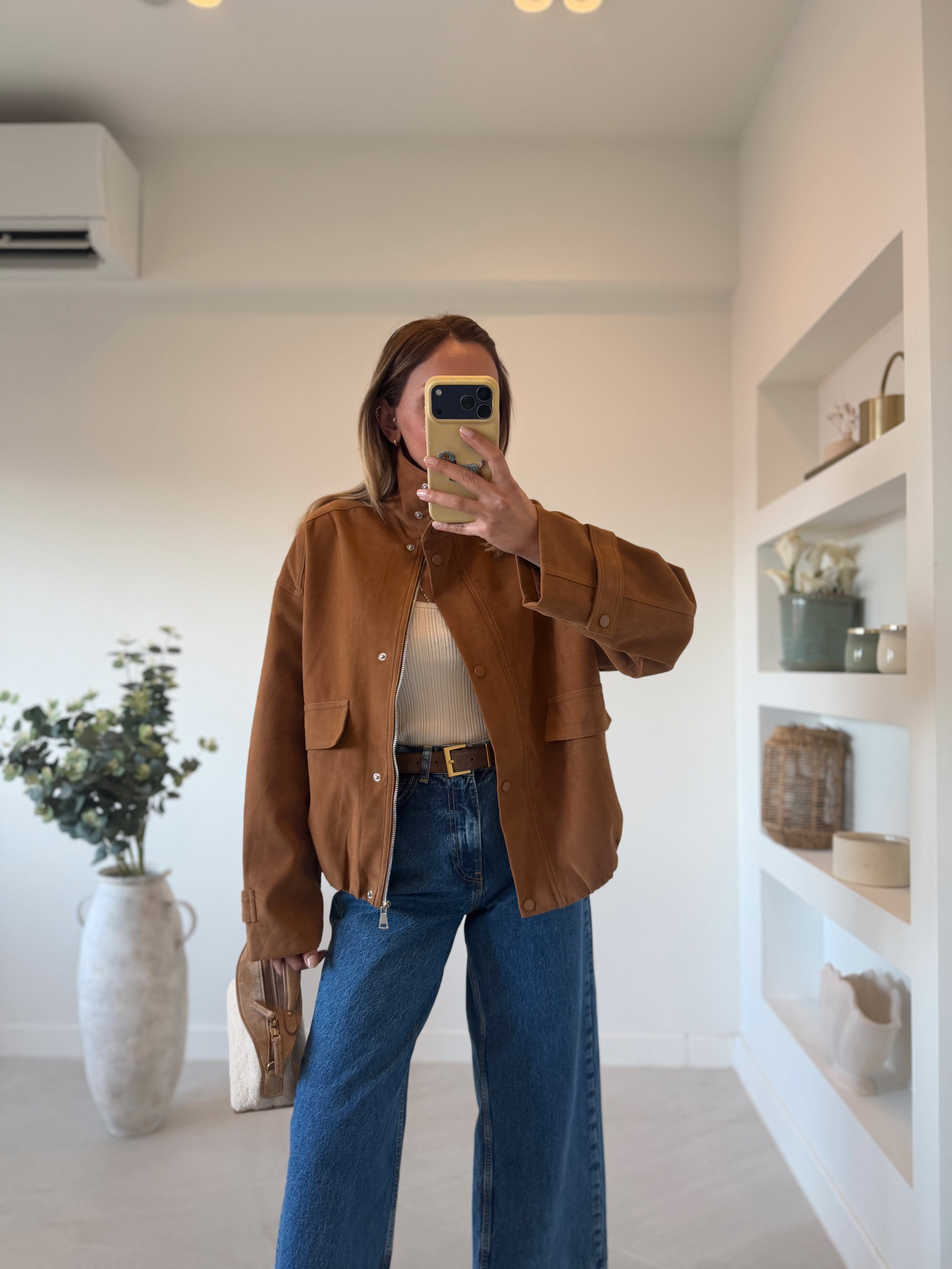 Low 5154 Süet Camel Bomber Ceket