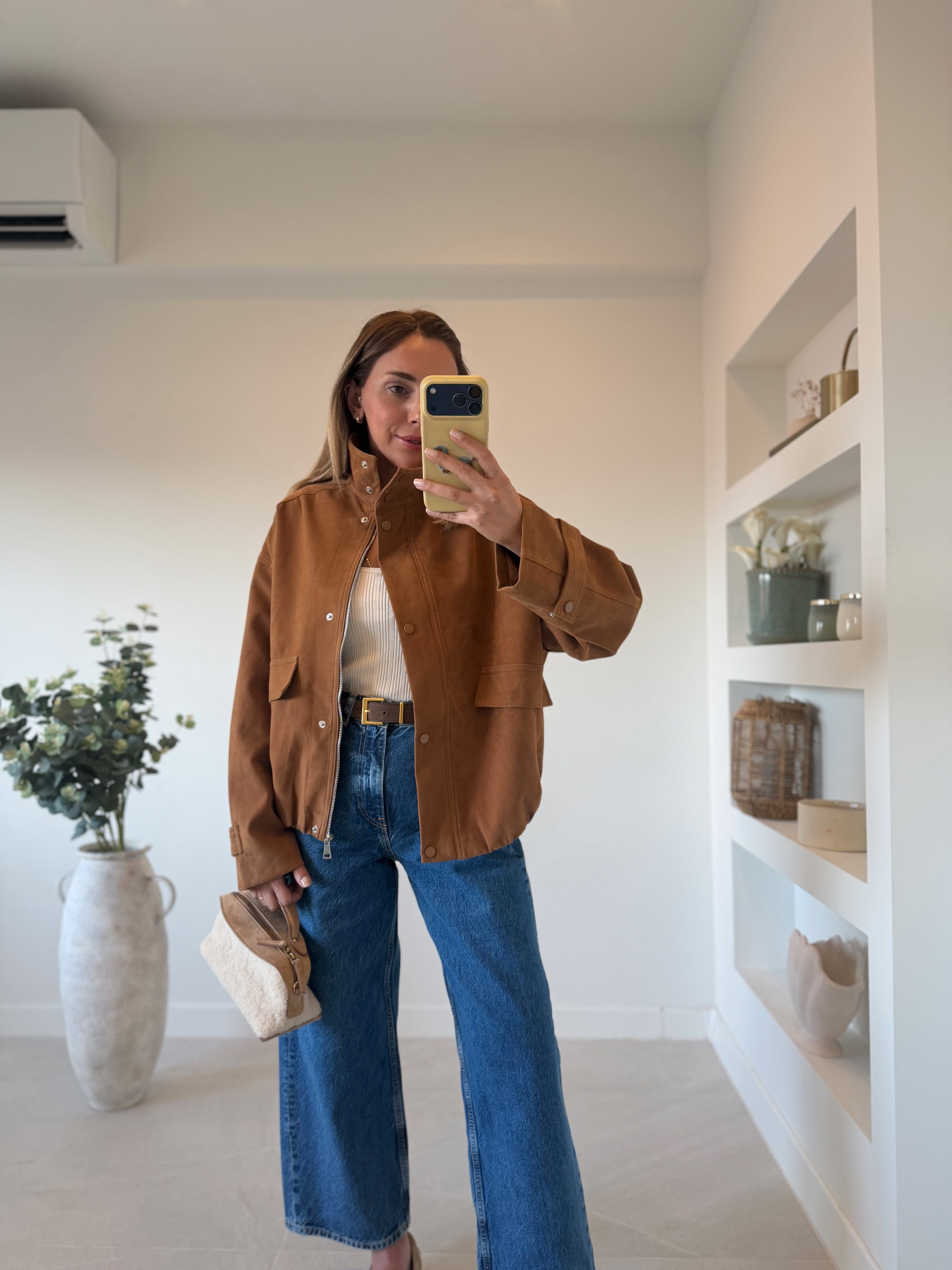 Low 5154 Süet Camel Bomber Ceket