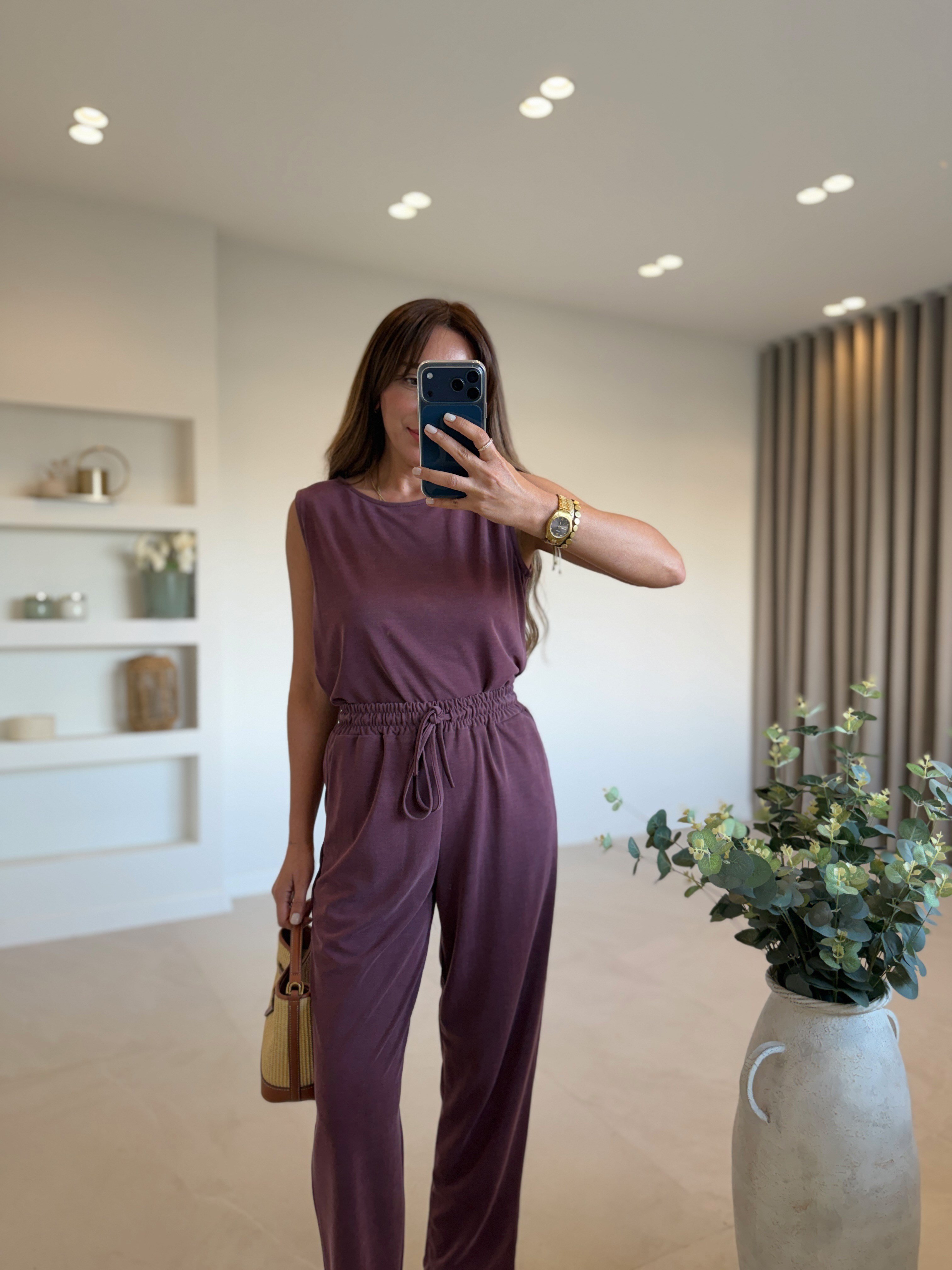Low 7272 Modal Sıfır Kol Bordo Bluz Pantolon Takım