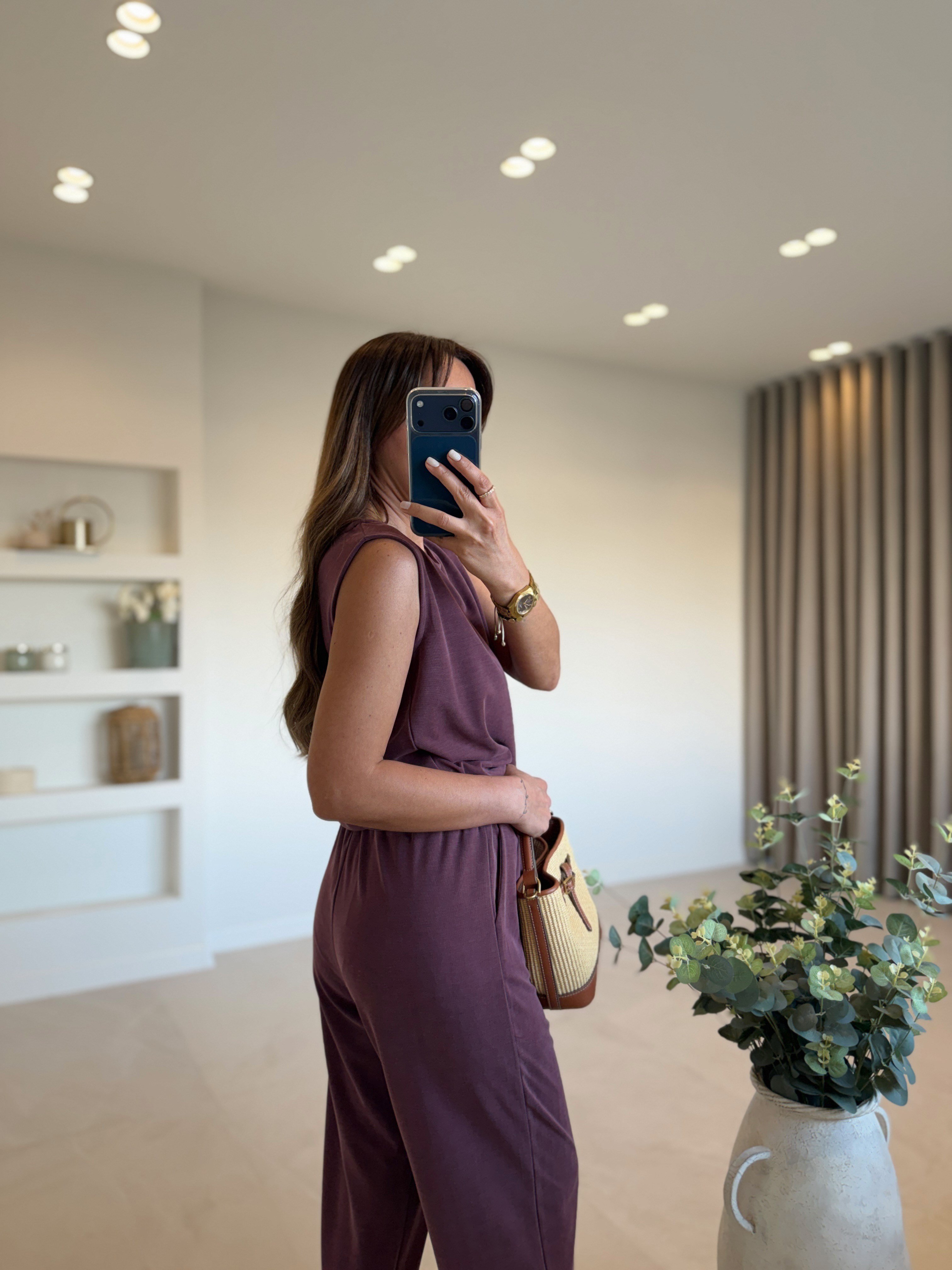 Low 7272 Modal Sıfır Kol Bordo Bluz Pantolon Takım