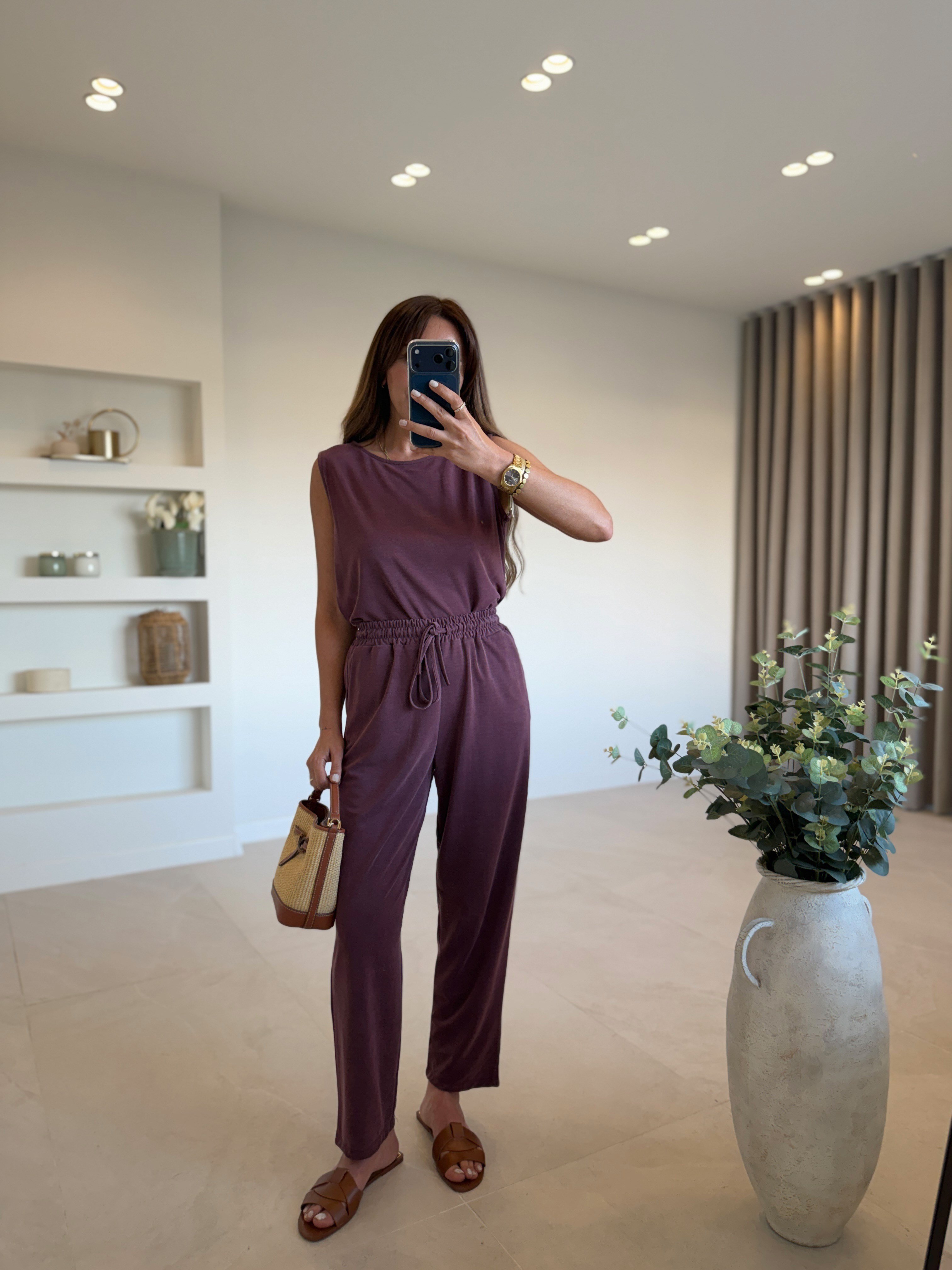 Low 7272 Modal Sıfır Kol Bordo Bluz Pantolon Takım