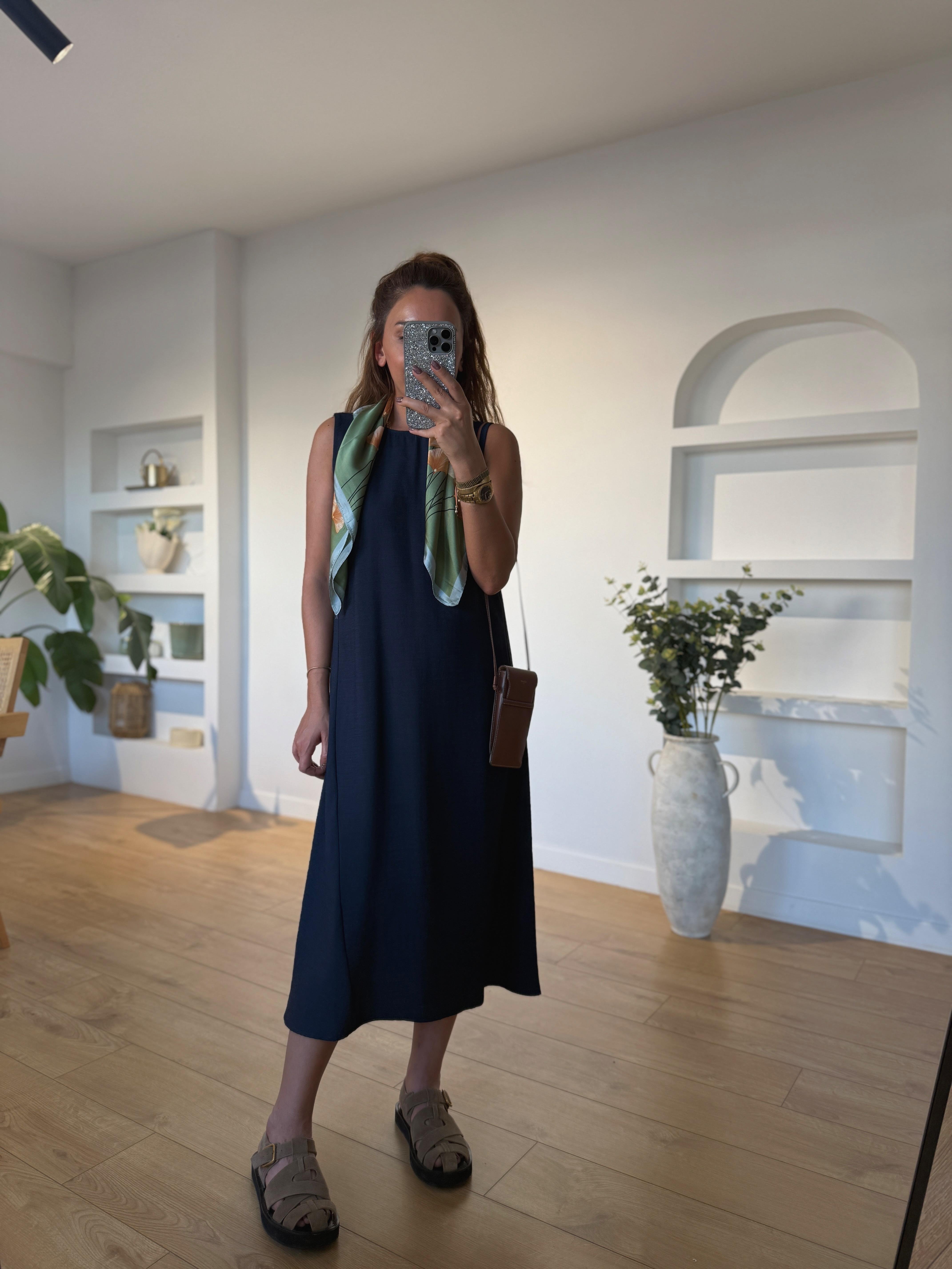 Low 8126 Keten Dokulu Elbise