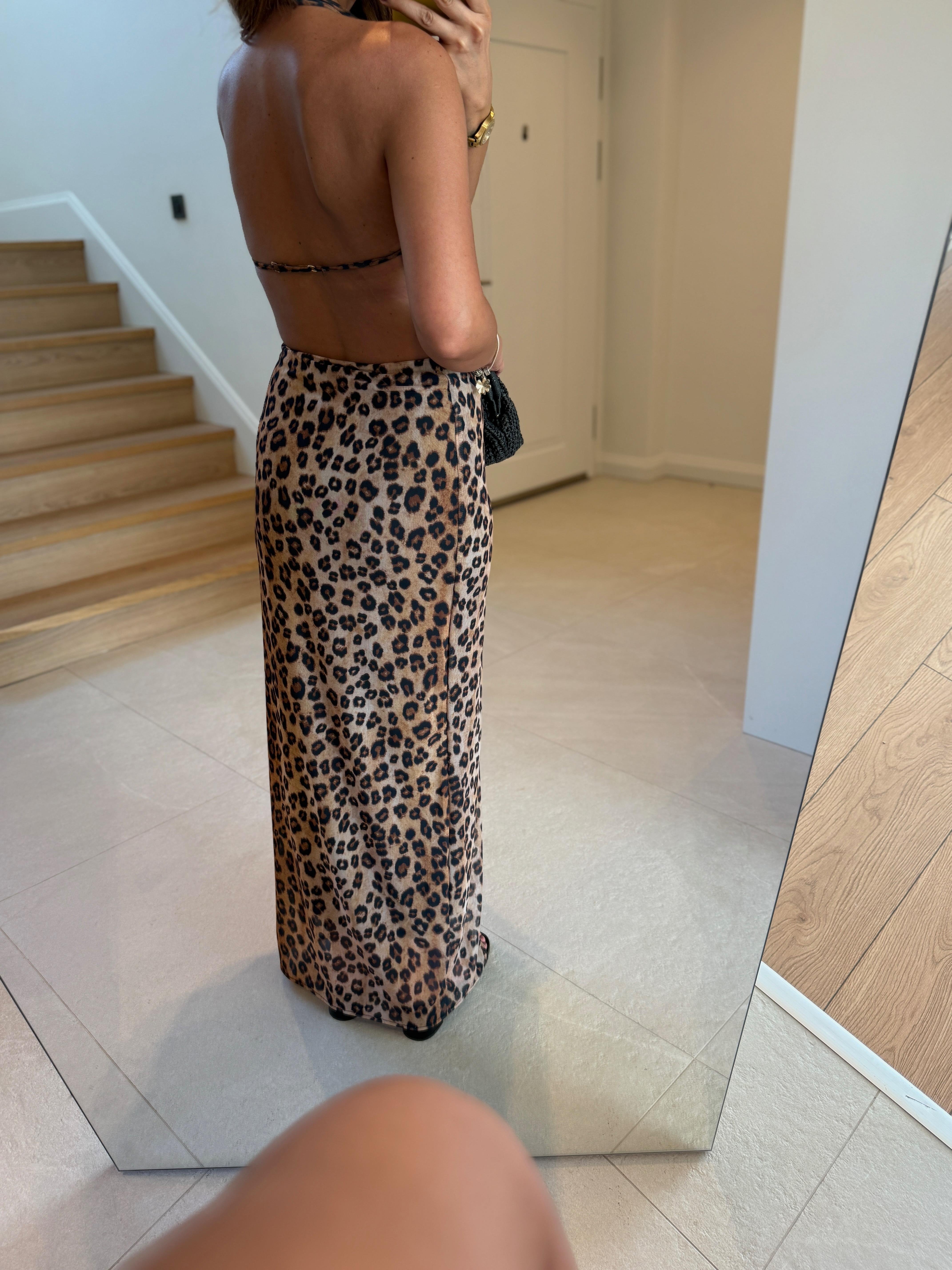 Low 8161 Sırt Dekolteli Leopar Elbise