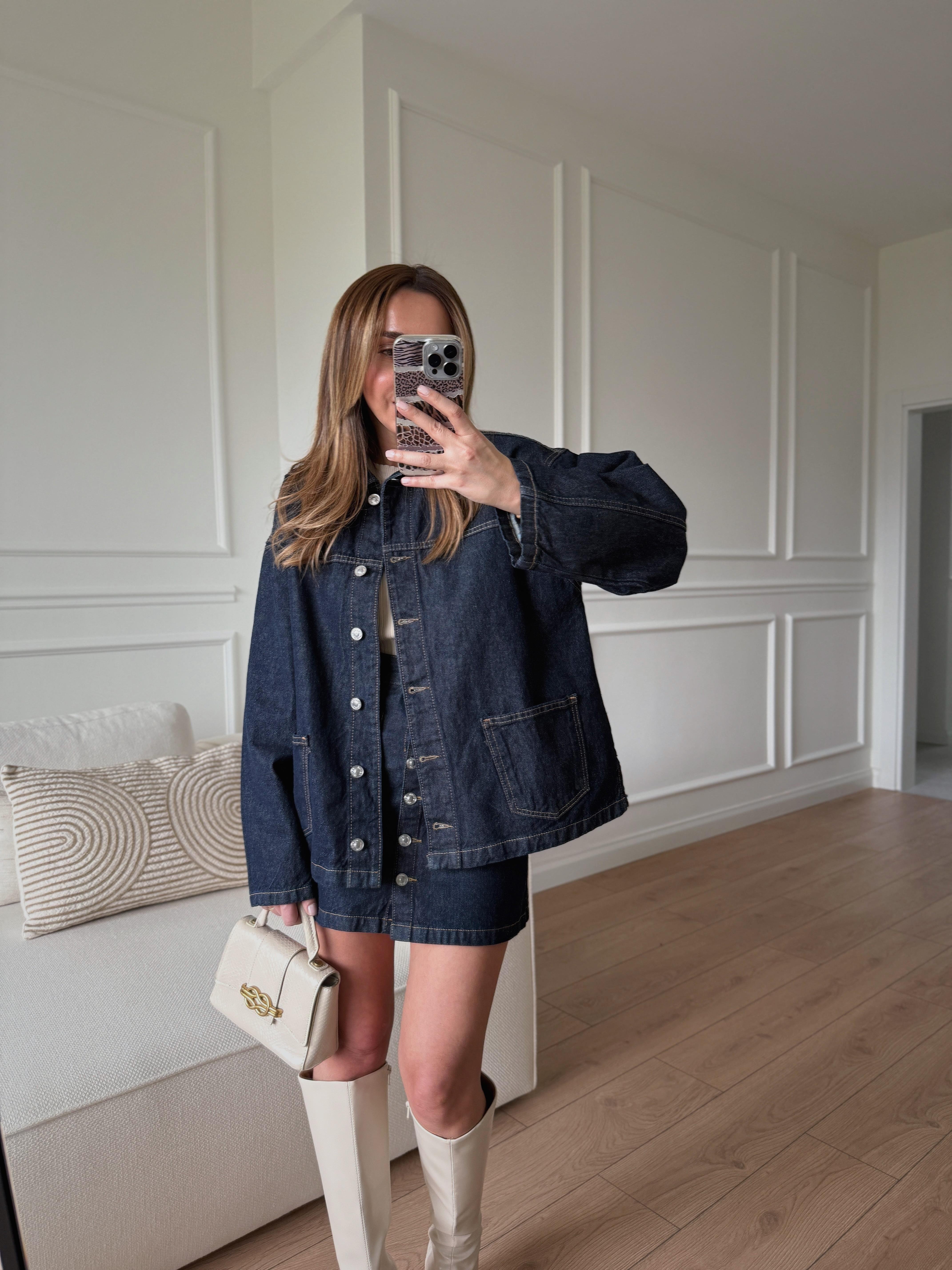 Low Koyu Lacivert Denim Ceket