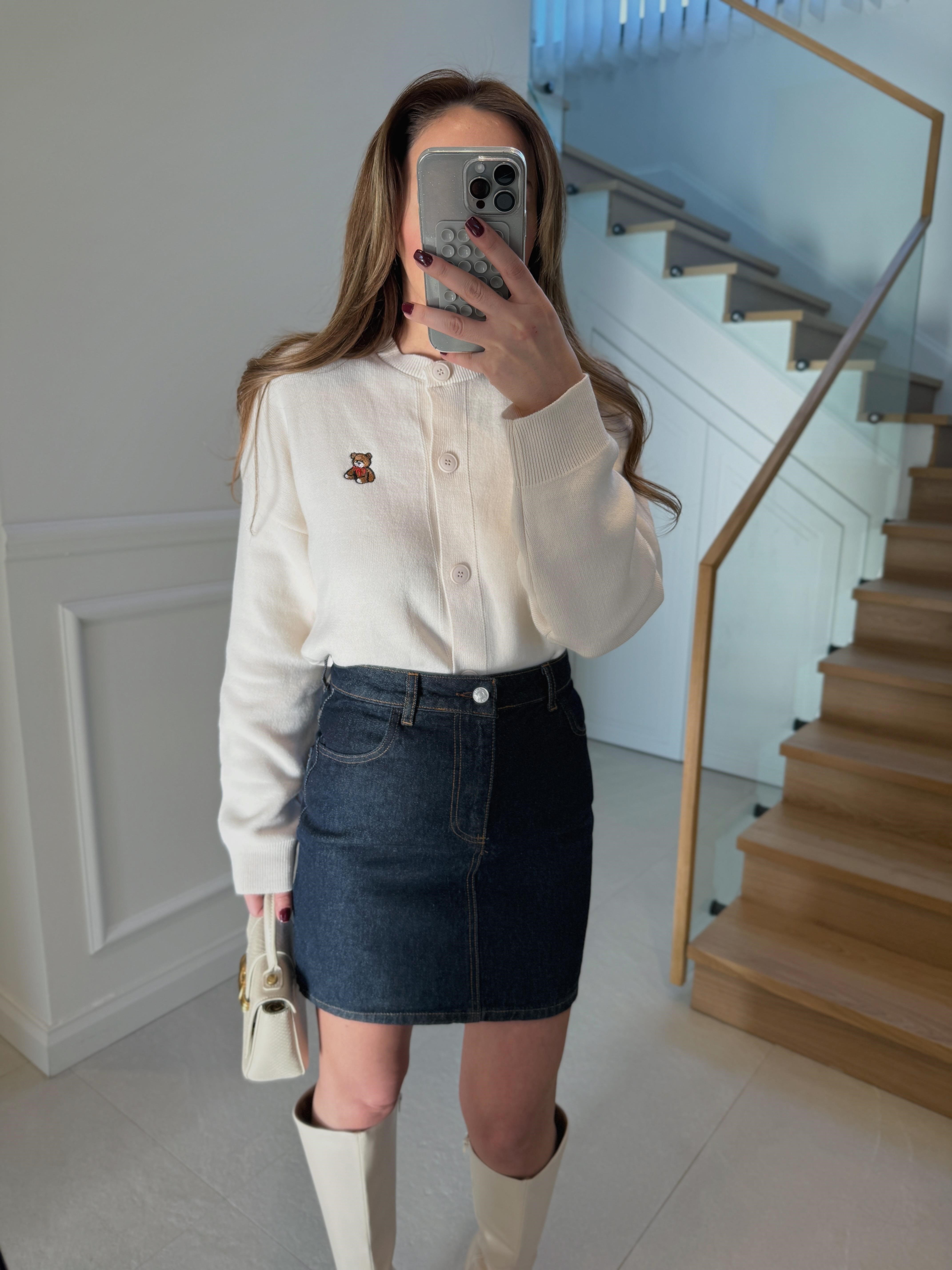 Low Koyu Lacivert Mini Denim Etek