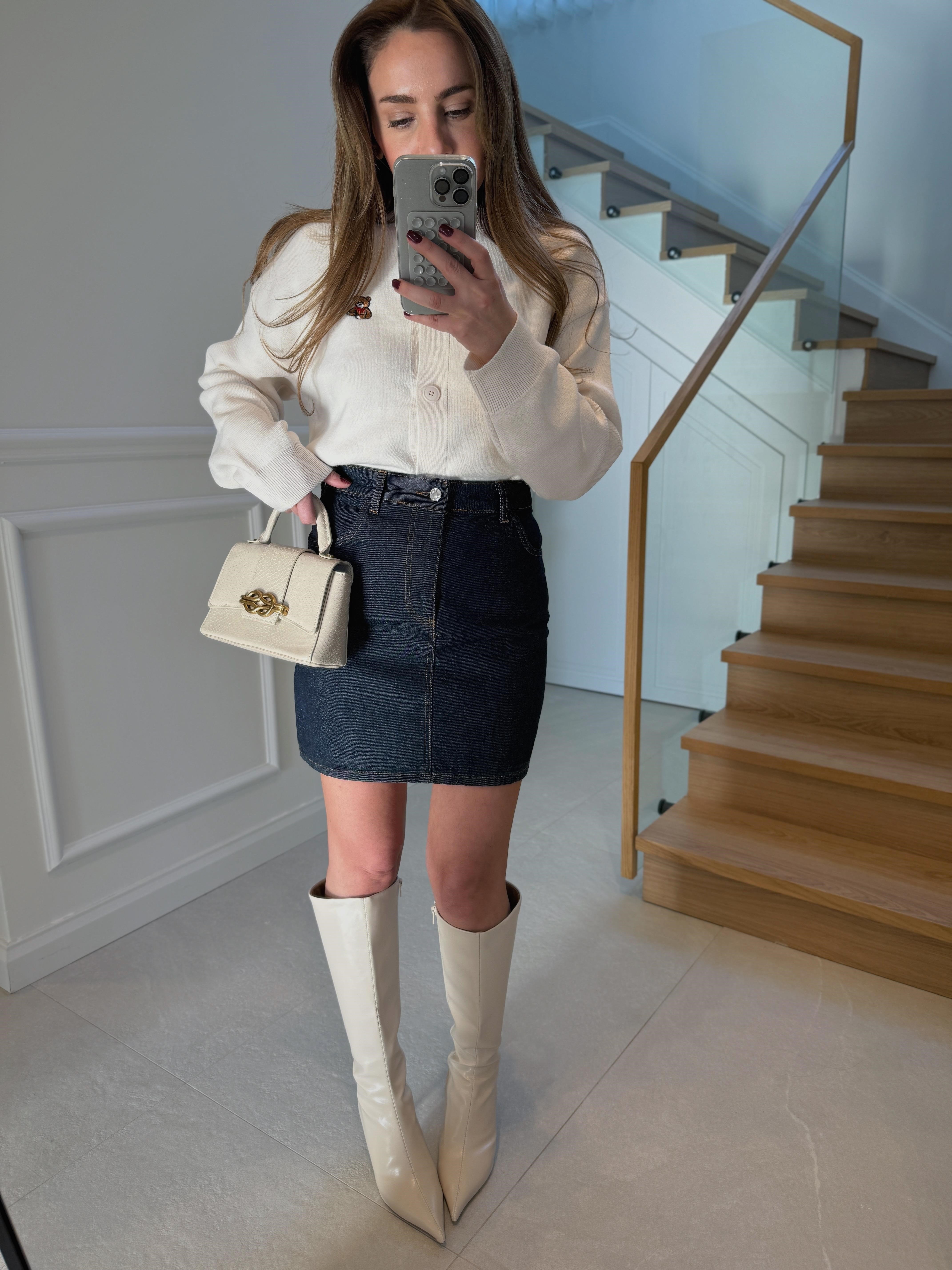 Low Koyu Lacivert Mini Denim Etek