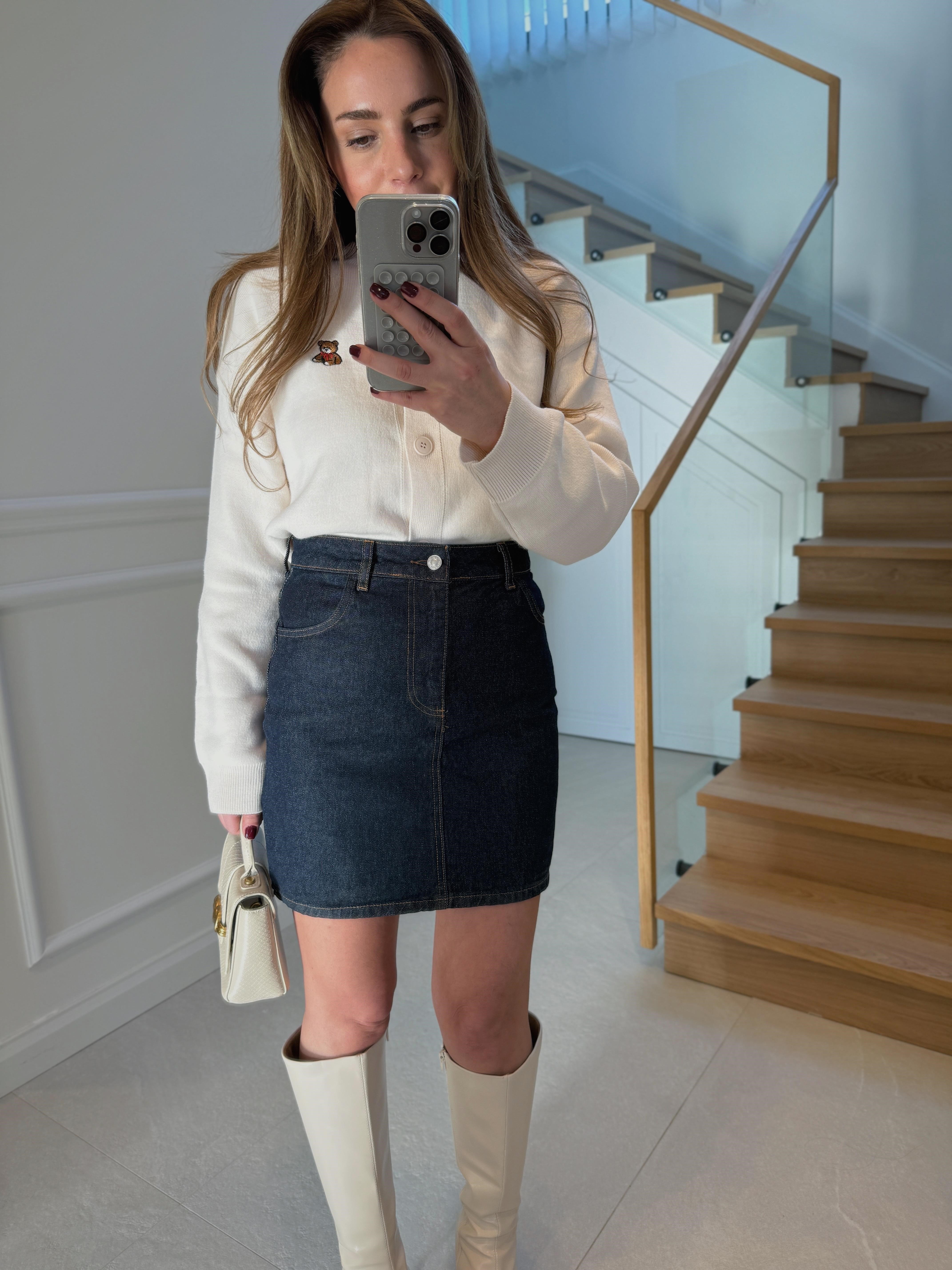 Low Koyu Lacivert Mini Denim Etek