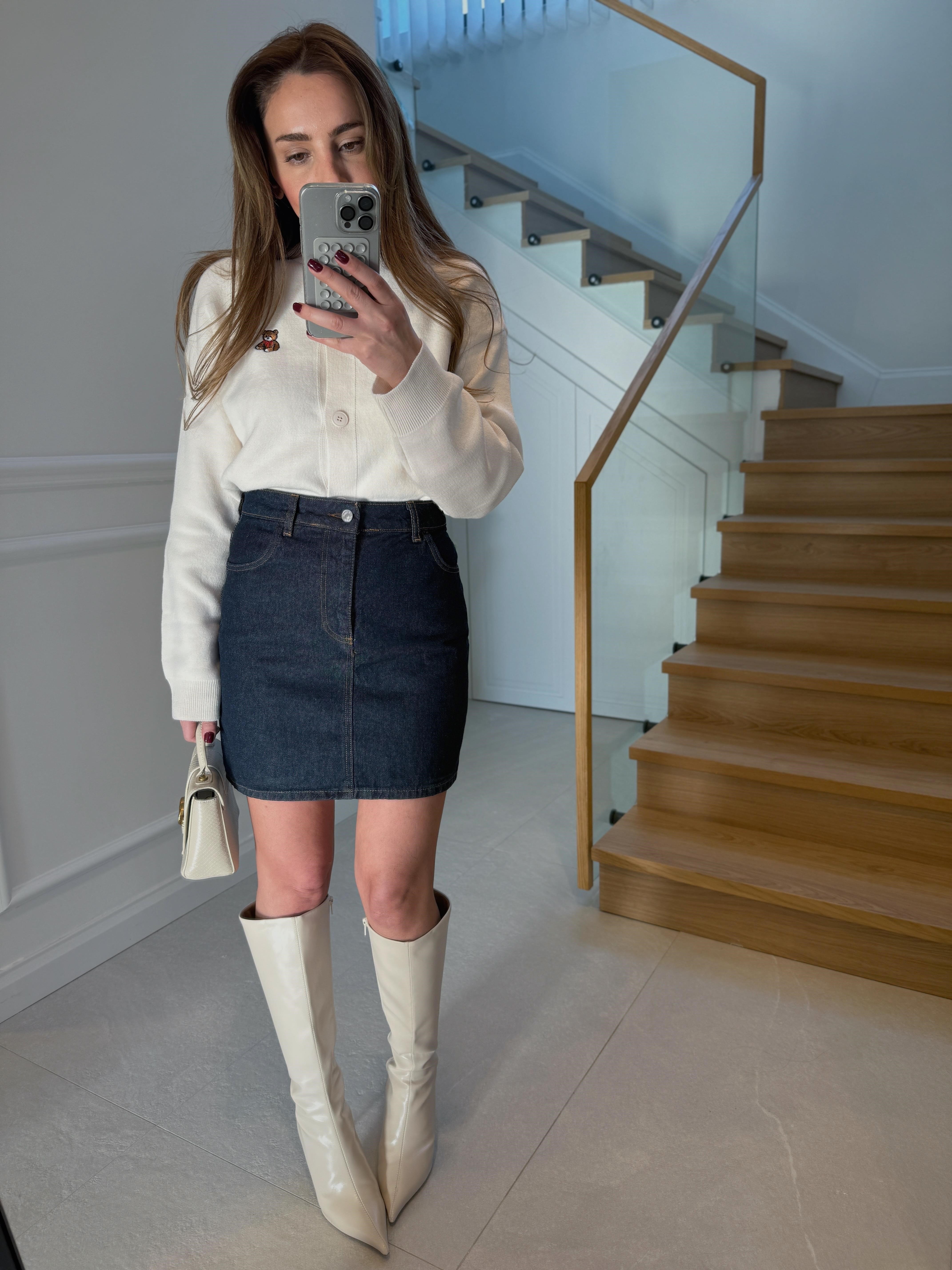 Low Koyu Lacivert Mini Denim Etek