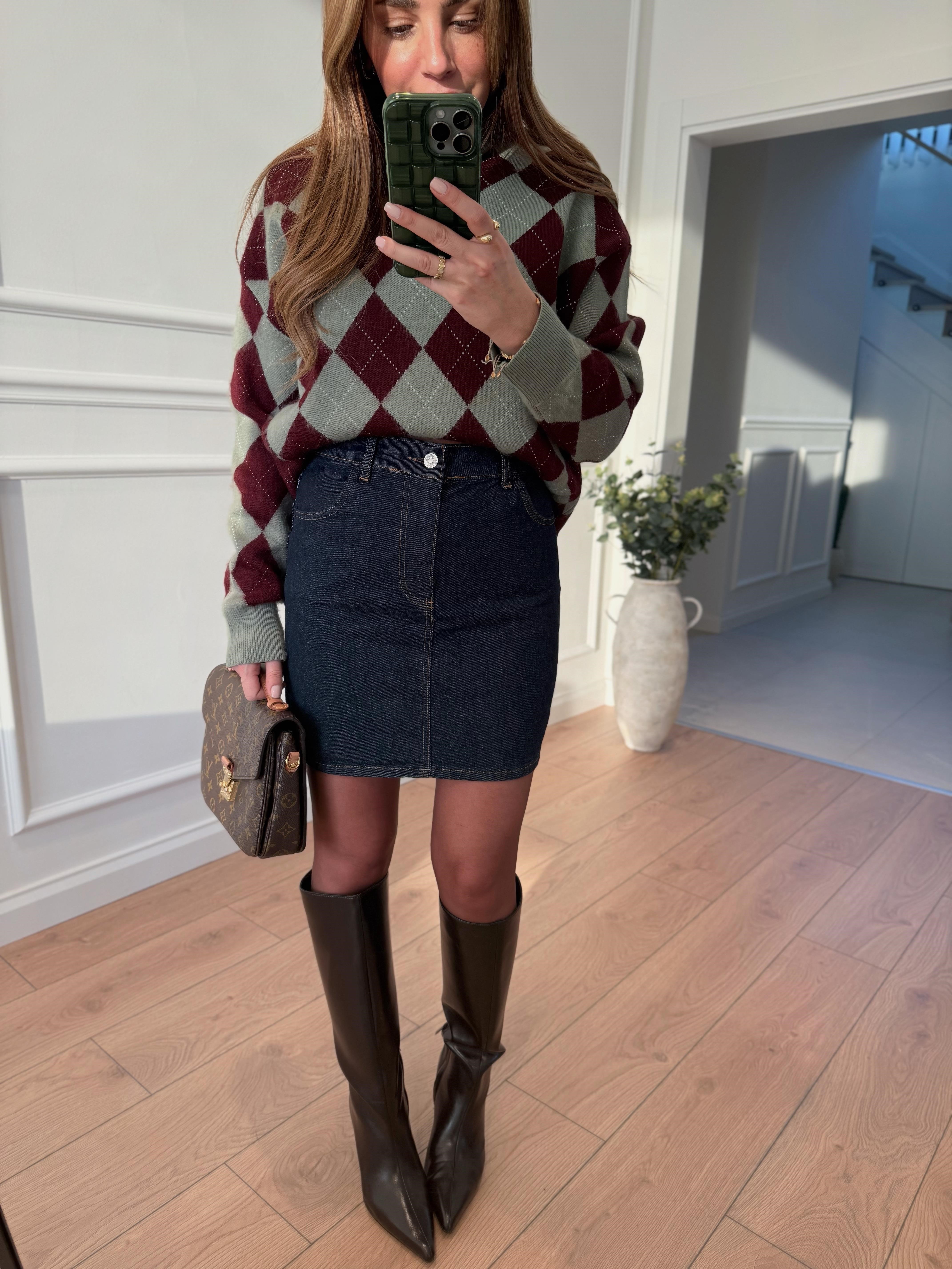 Low Koyu Lacivert Mini Denim Etek