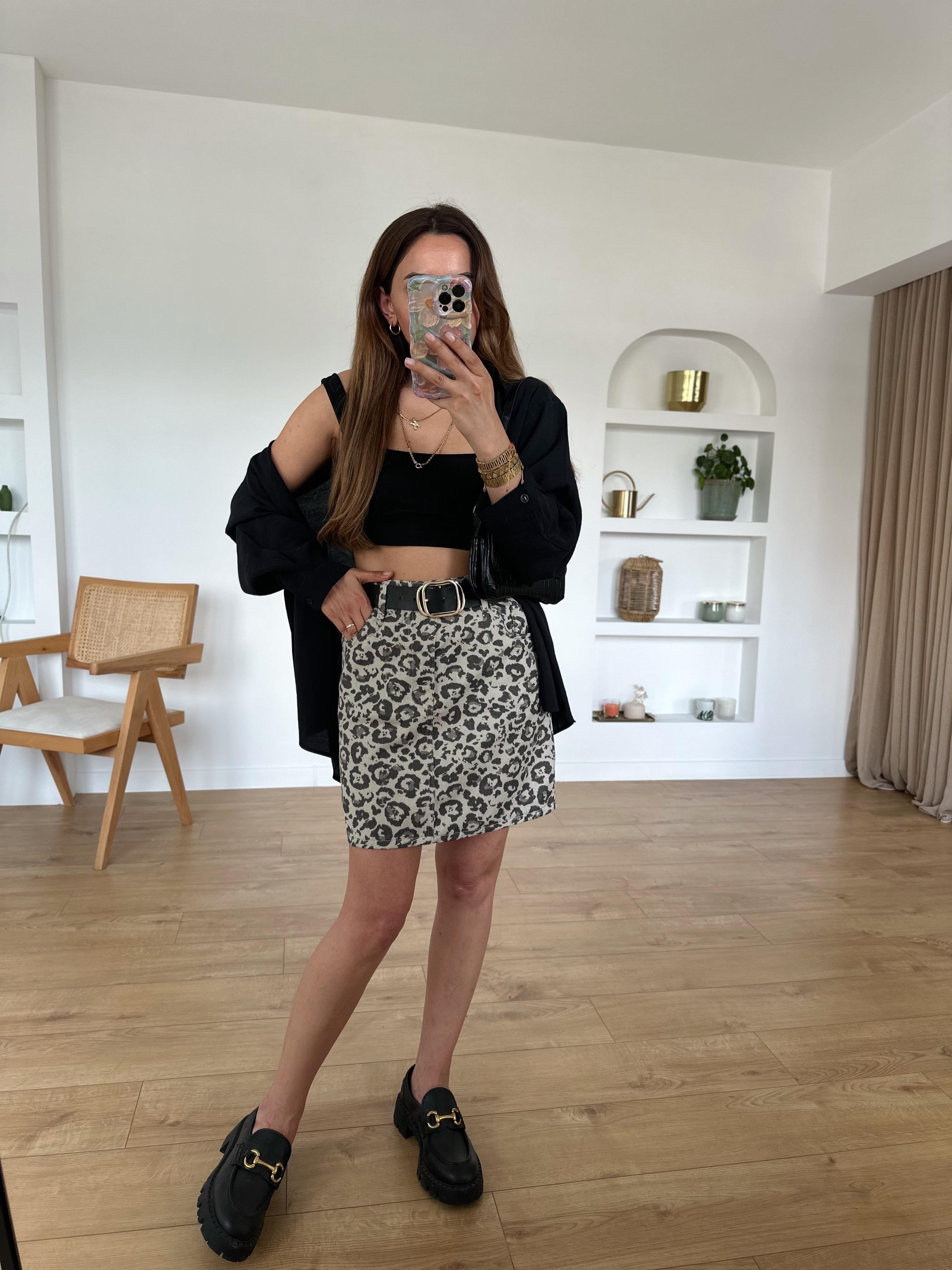 LOW LEOPAR DESENLİ MİNİ ETEK