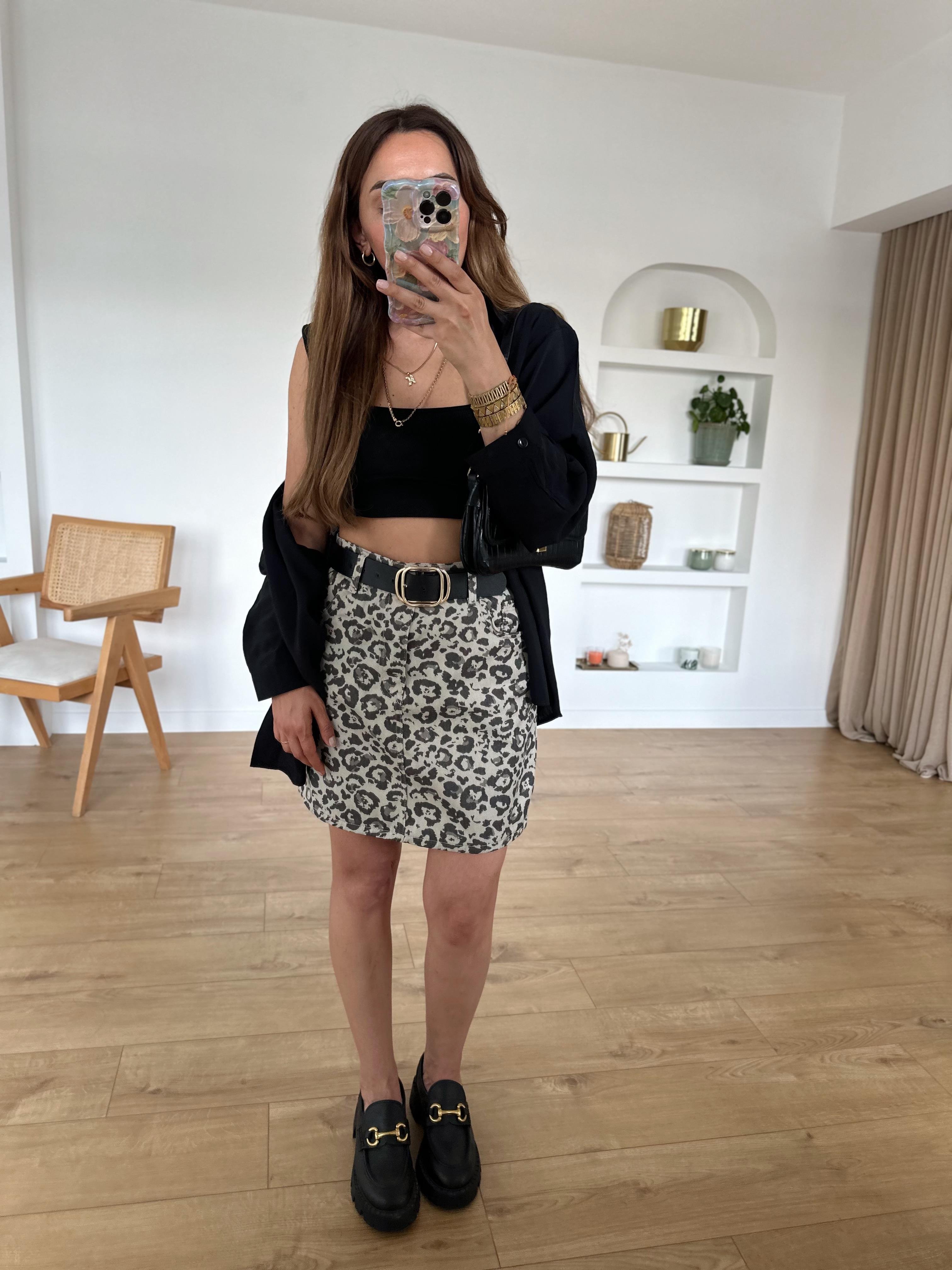 LOW LEOPAR DESENLİ MİNİ ETEK