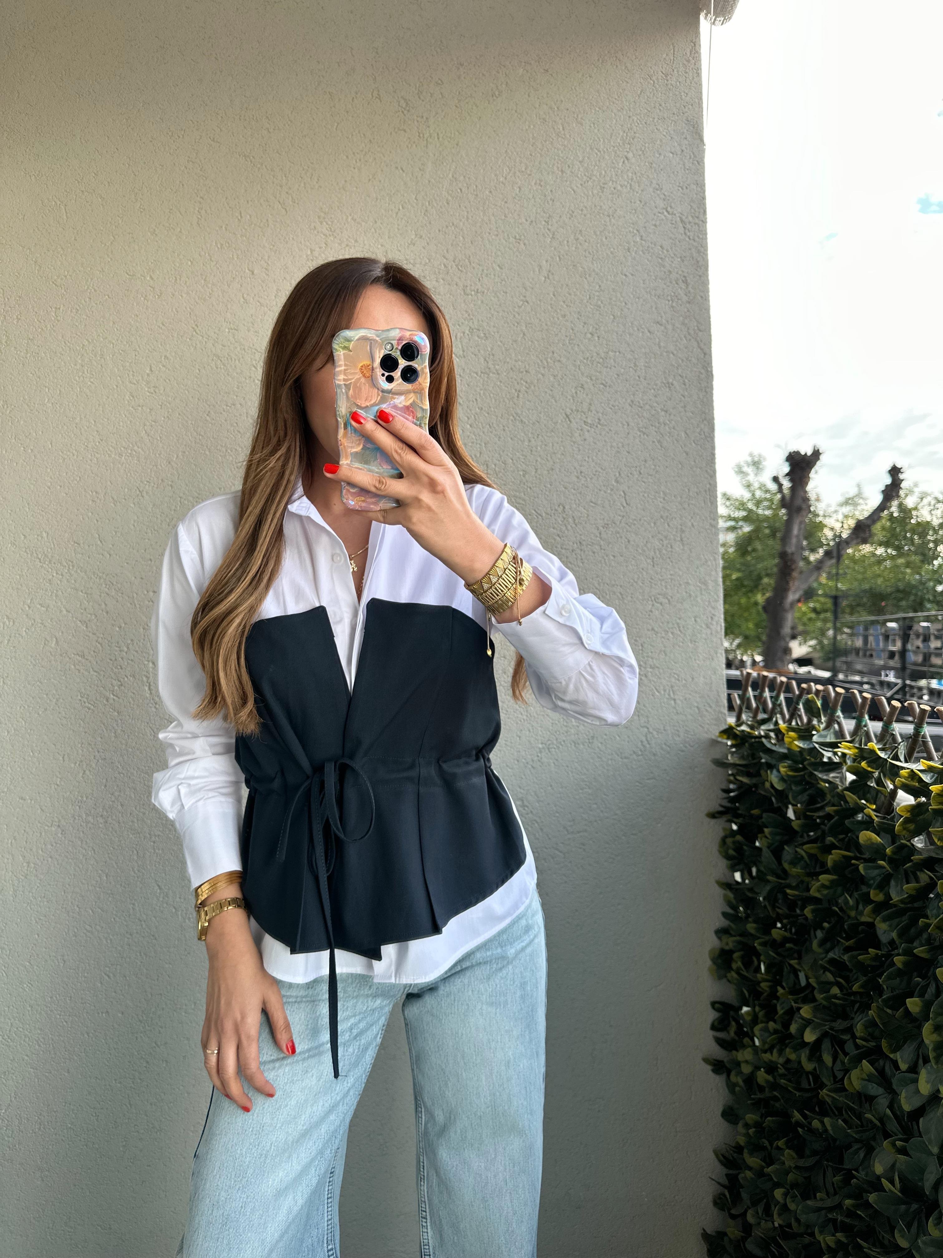LOW ÖNÜ KORSELİ BEYAZ PREMIUM GÖMLEK