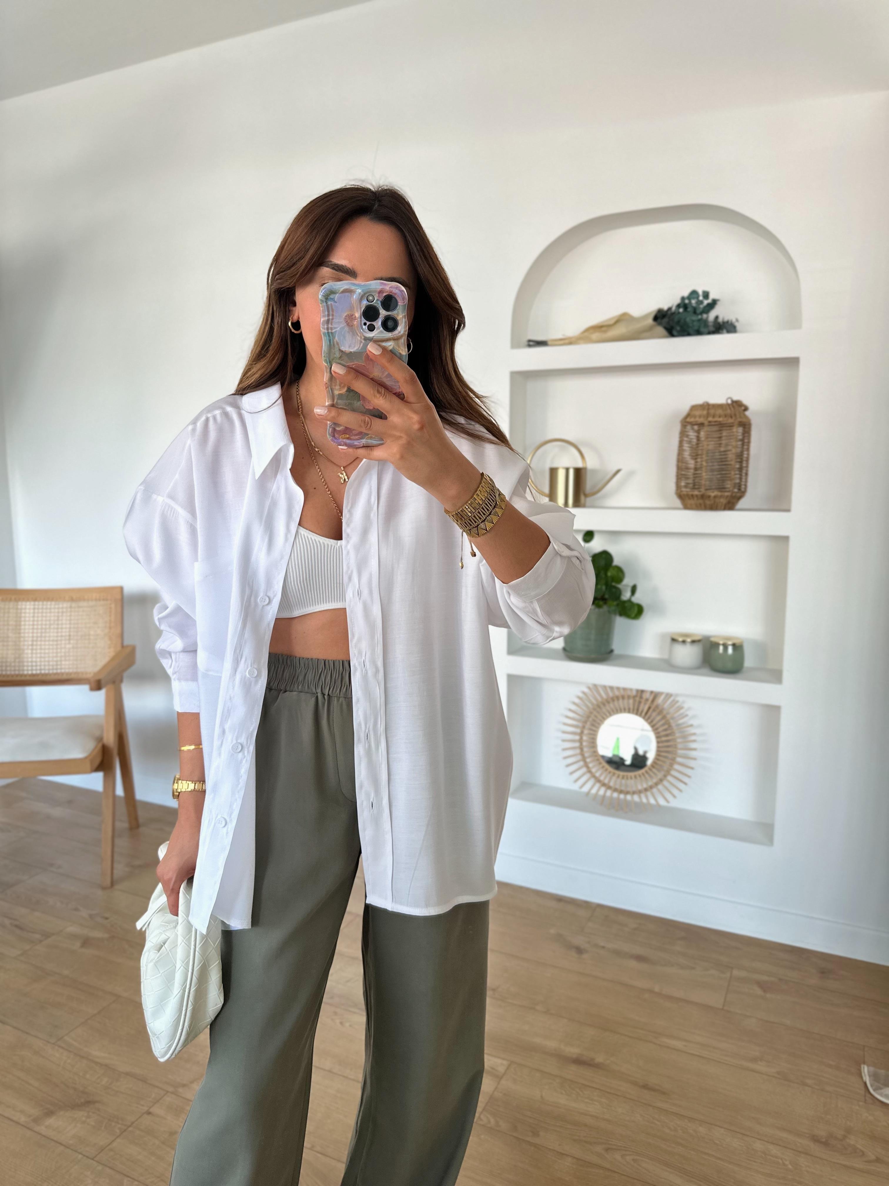 LOW PREMIUM  BEYAZ TENSEL OVERSIZE GÖMLEK