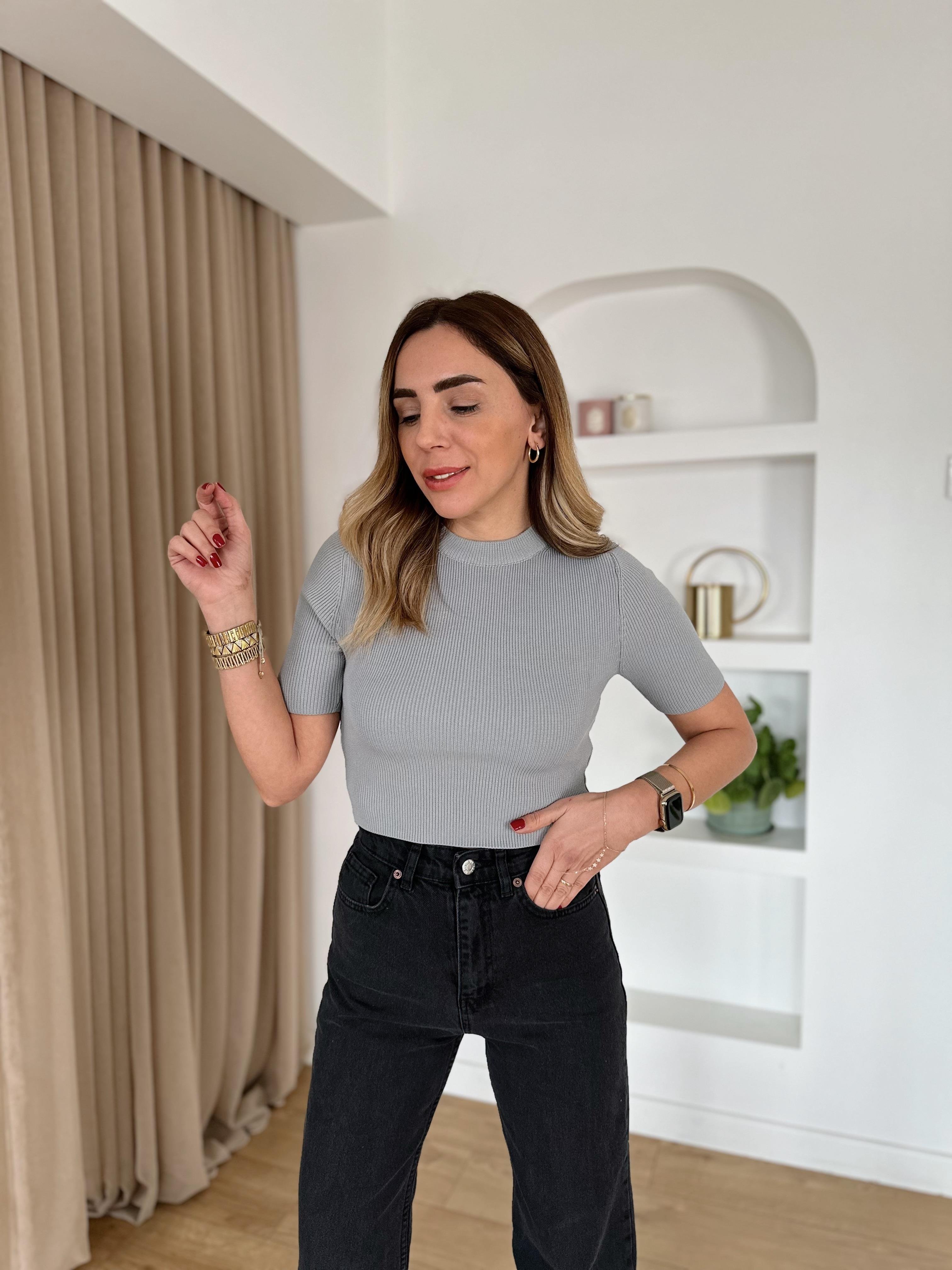 MD GRİ KISA KOLLU ÇELİK TRİKO