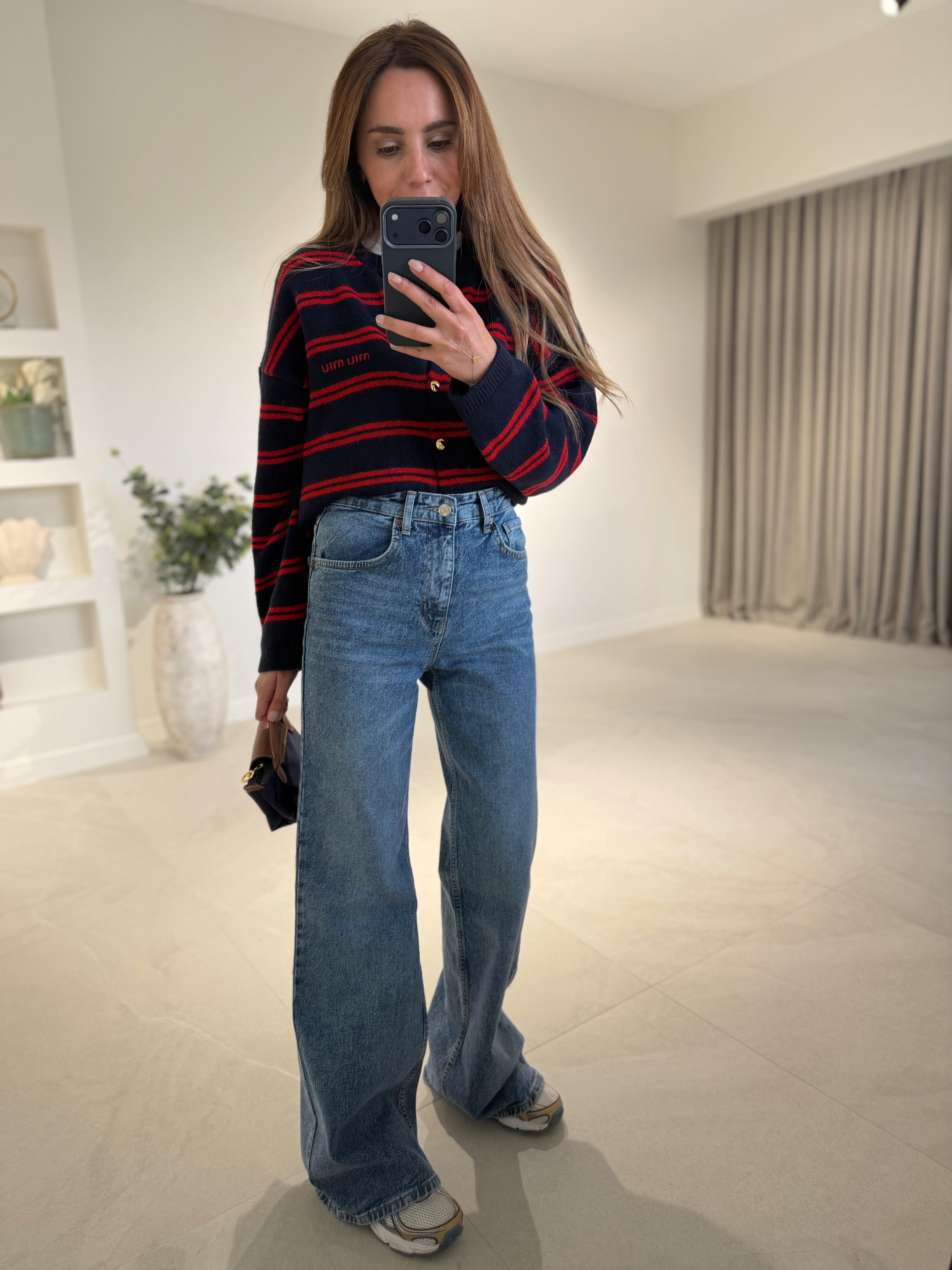 MD Muadil Koyu Açık Mavi Wide Leg Jean