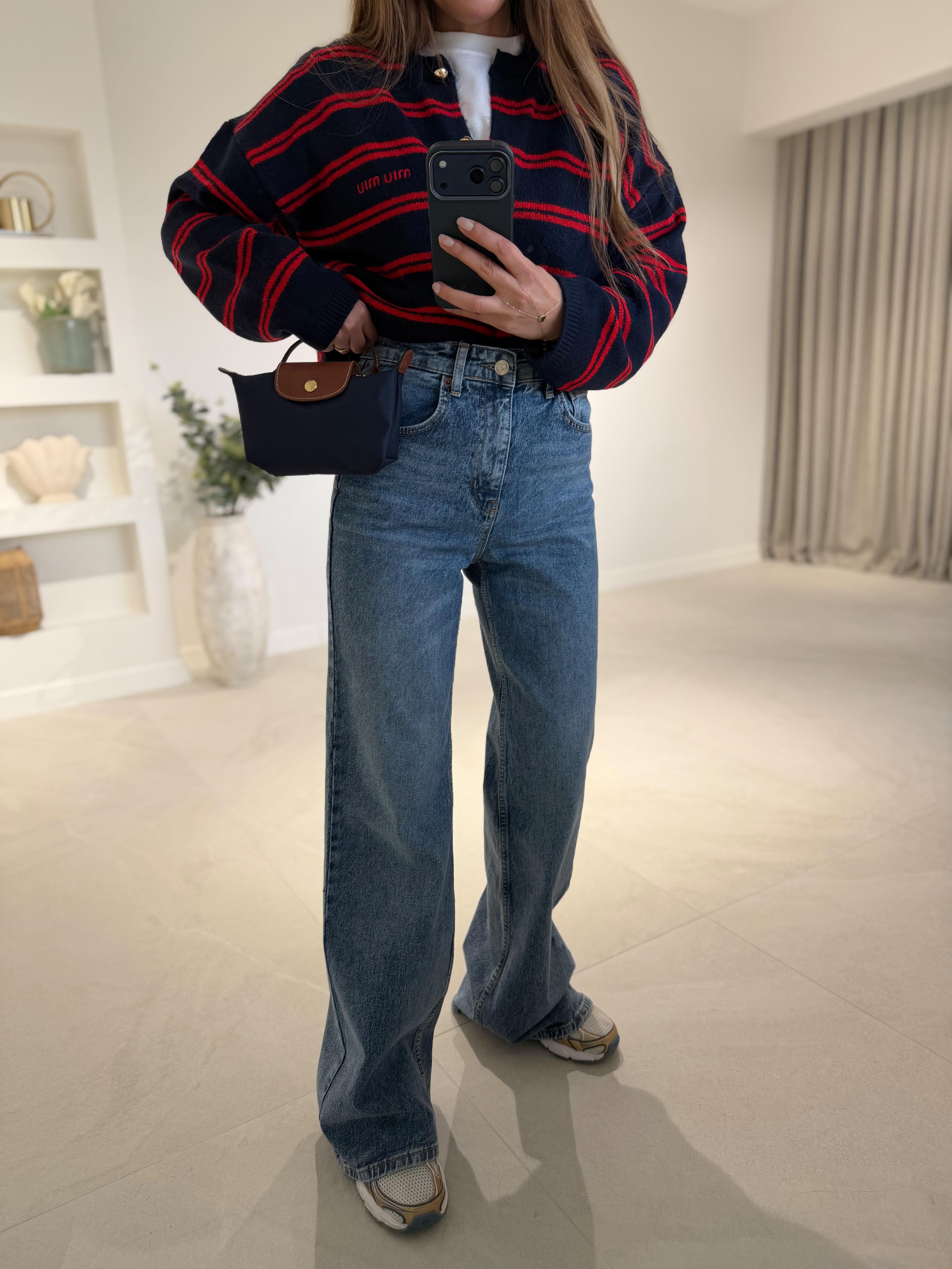 MD Muadil Koyu Açık Mavi Wide Leg Jean