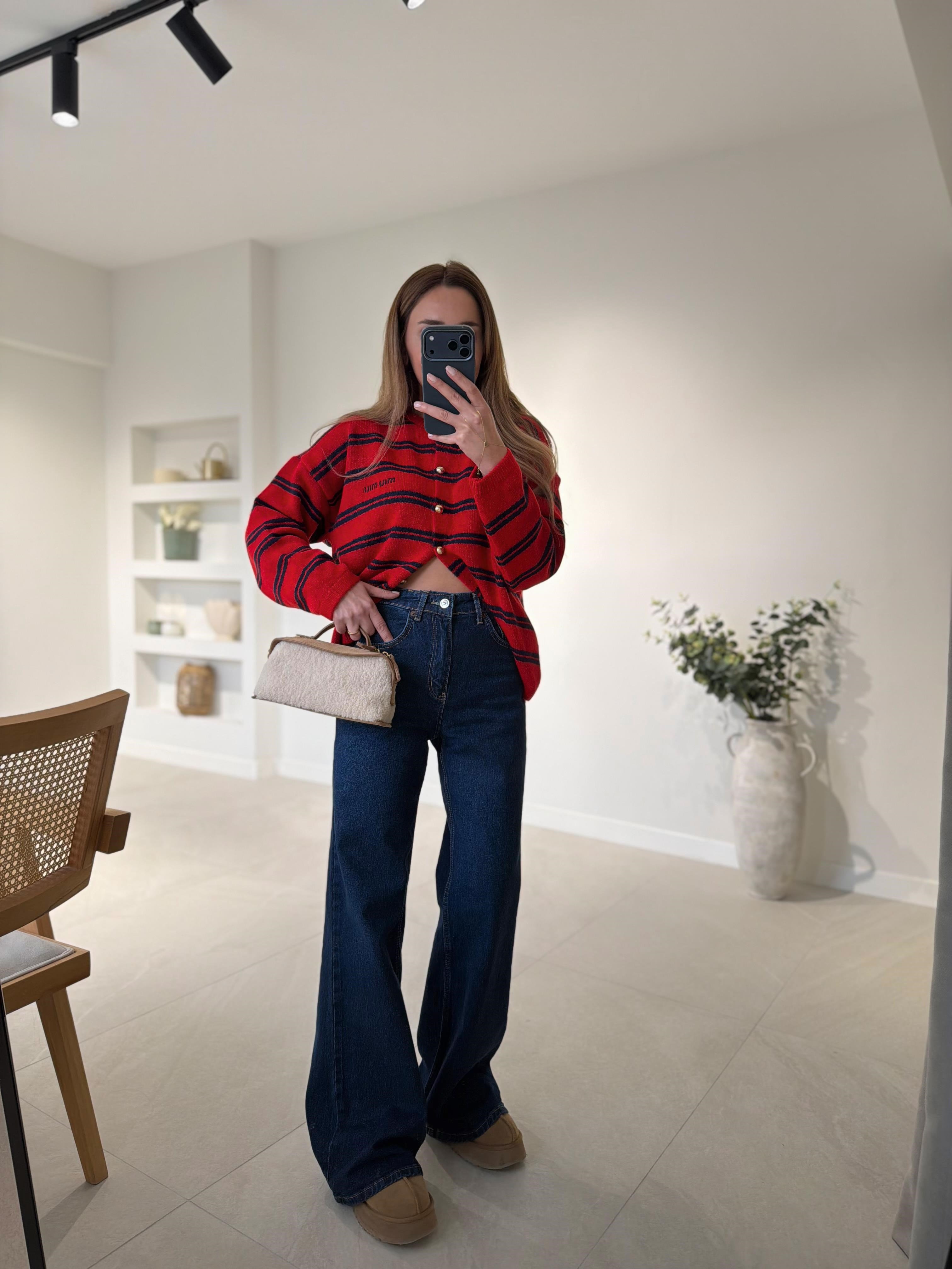 MD Muadil Koyu Lacivert Wide Leg Jean