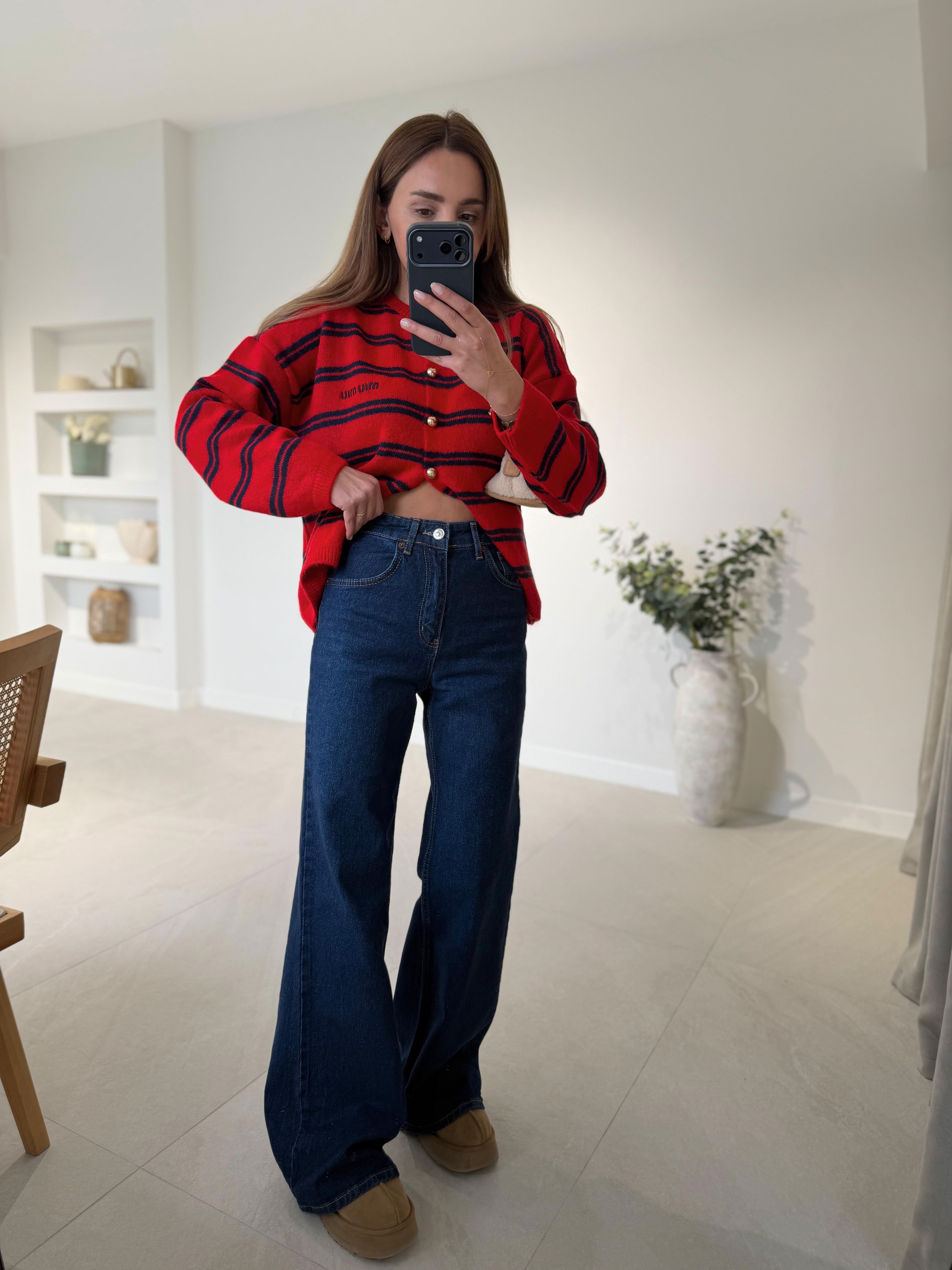 MD Muadil Koyu Lacivert Wide Leg Jean