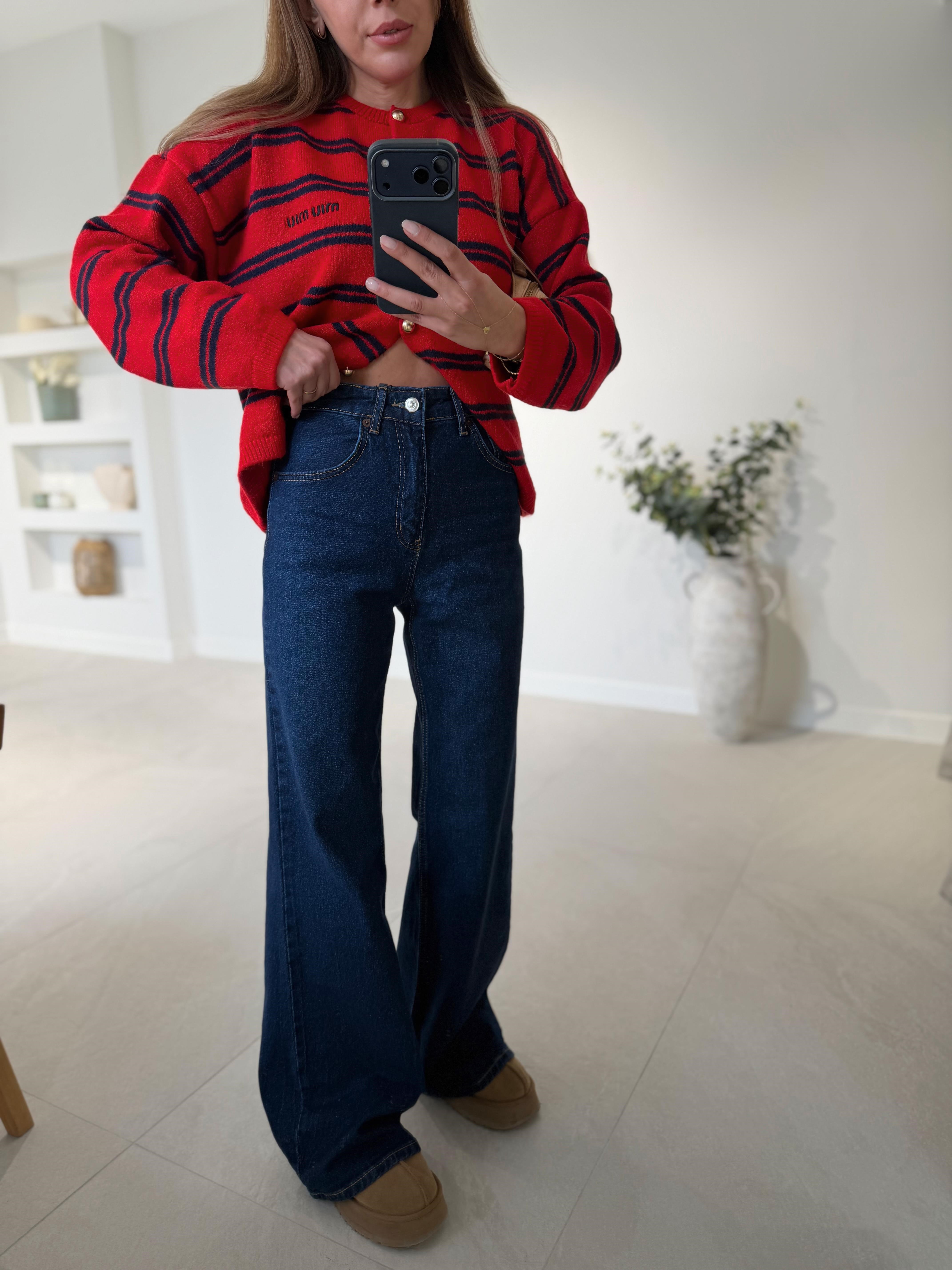 MD Muadil Koyu Lacivert Wide Leg Jean