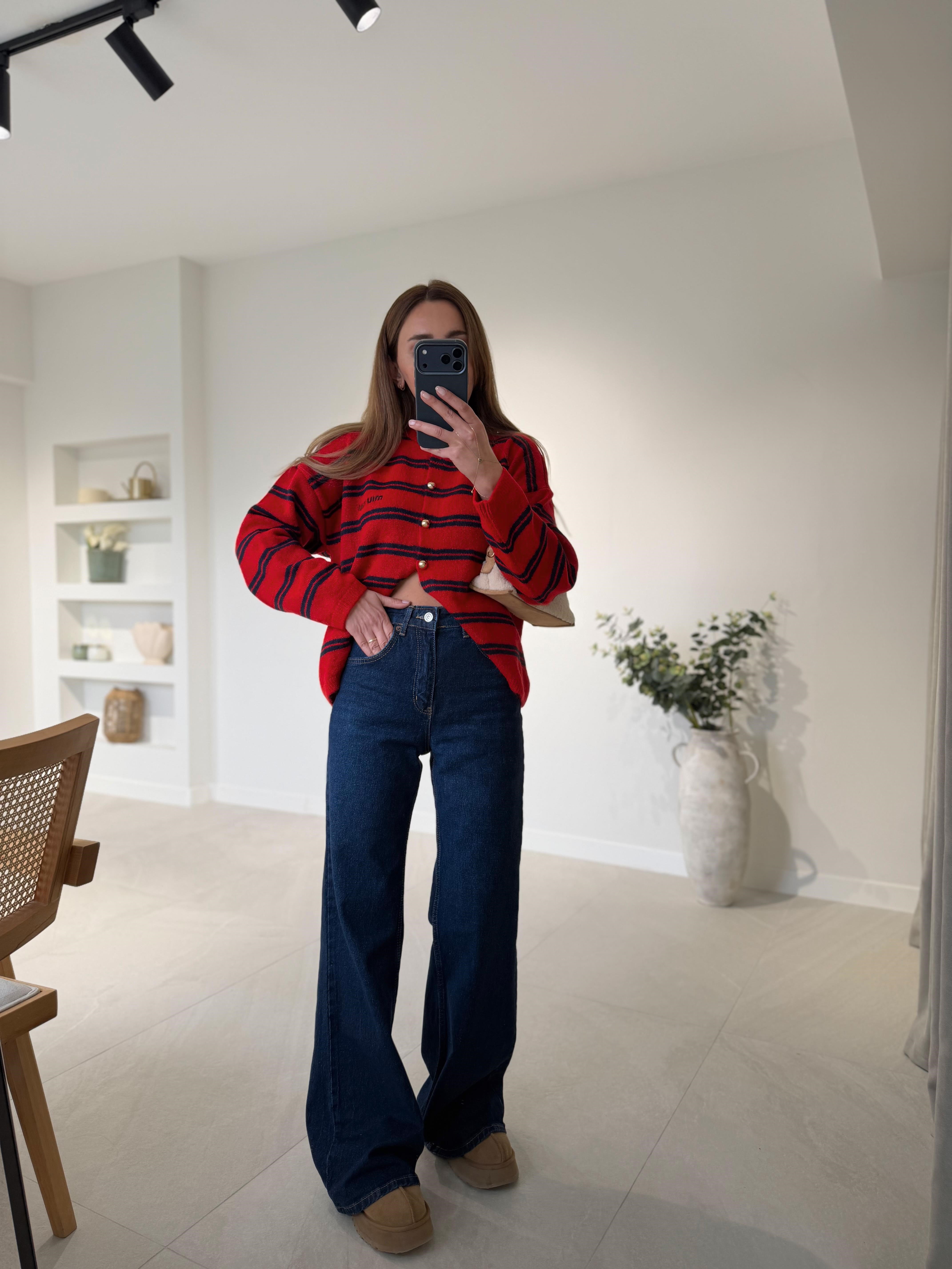 MD Muadil Koyu Lacivert Wide Leg Jean