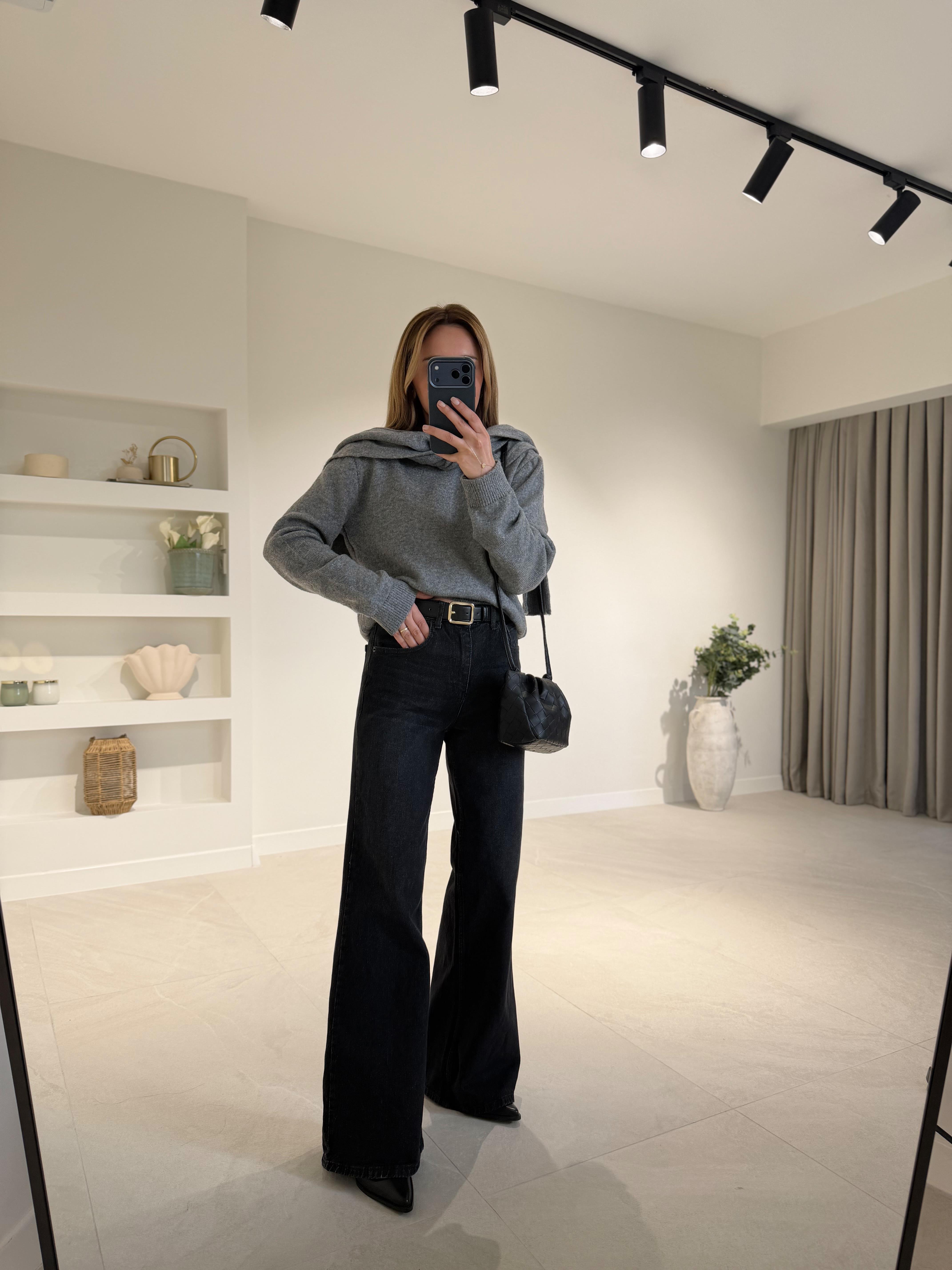 MD Muadil Siyah Wide Leg Jean